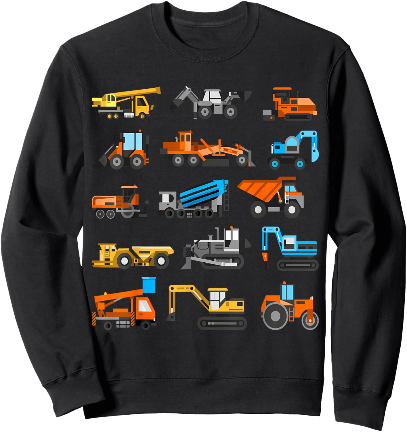 Kids Cute Construction Vehicles Excavator Boys Toddlers Sweatshirt - Sweatshirt | Black