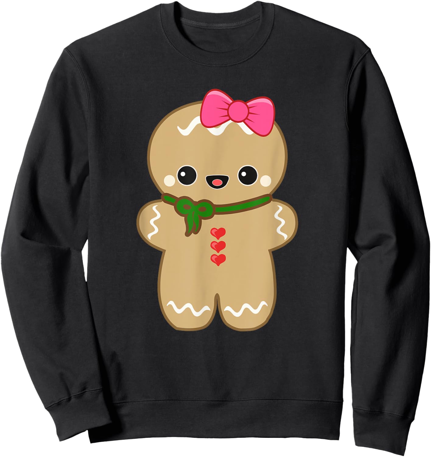 Funny Gingerbread Man Christmas Women & Girl Sweatshirt - Sweatshirt | Black