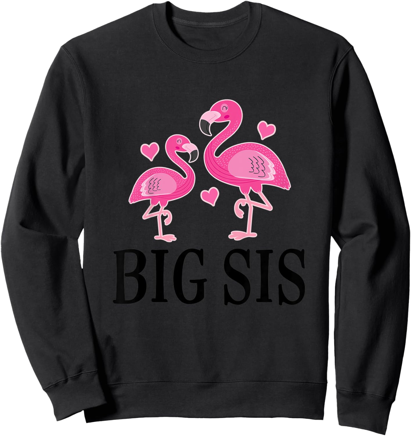 Kids Big Sis Announcement Flamingo Sister Sweatshirt - Sweatshirt | Black