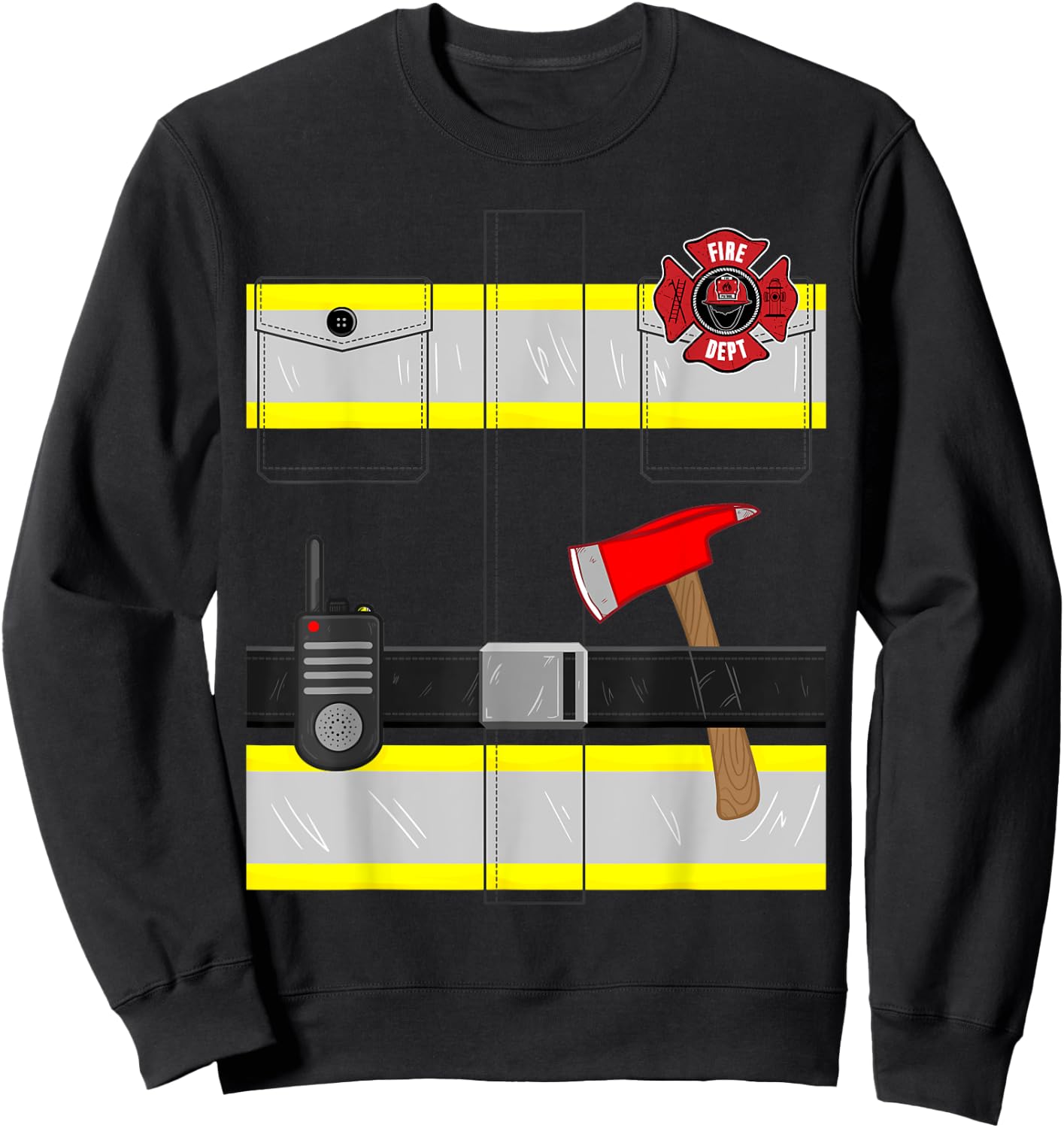 Kids Fireman Costume Gift Firefighter Costume Halloween Sweatshirt - Sweatshirt | Black