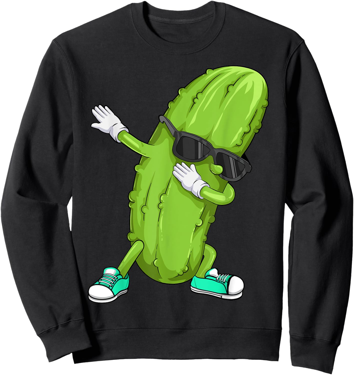 Funny Dabbing Pickle Gift | Cute Dancing Cucumber Men Women Sweatshirt - Sweatshirt | Black