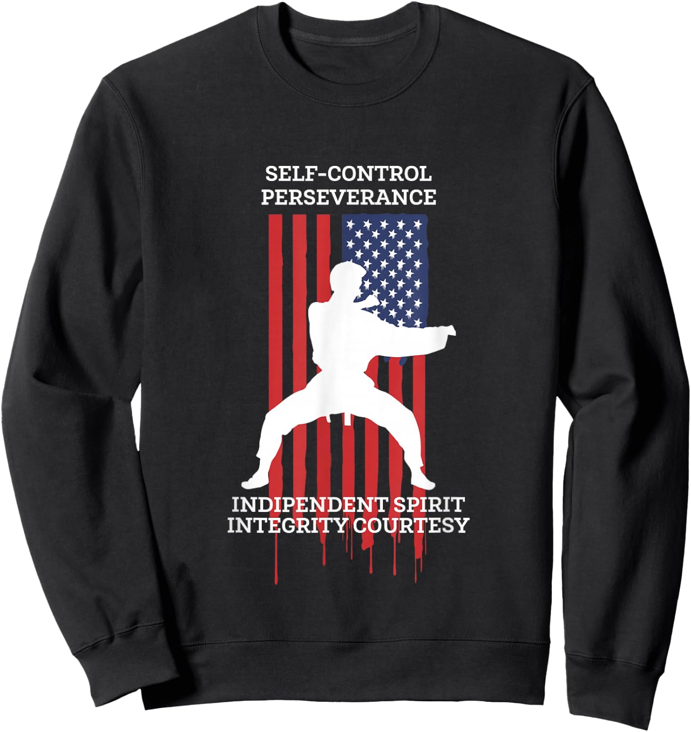 Taekwondo Tae Kwon Do Fighter USA Flag Sweatshirt - Sweatshirt | Black