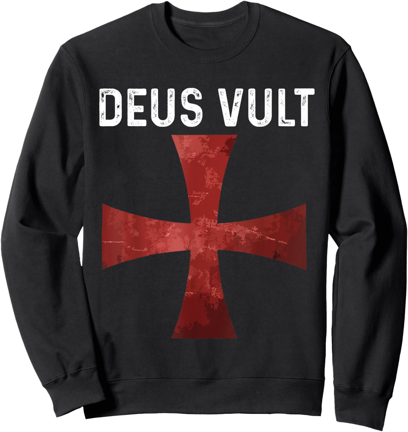 Deus Vult - Catholic Crusader Templar Knight - Scarlet Cross Sweatshirt - Sweatshirt | Black