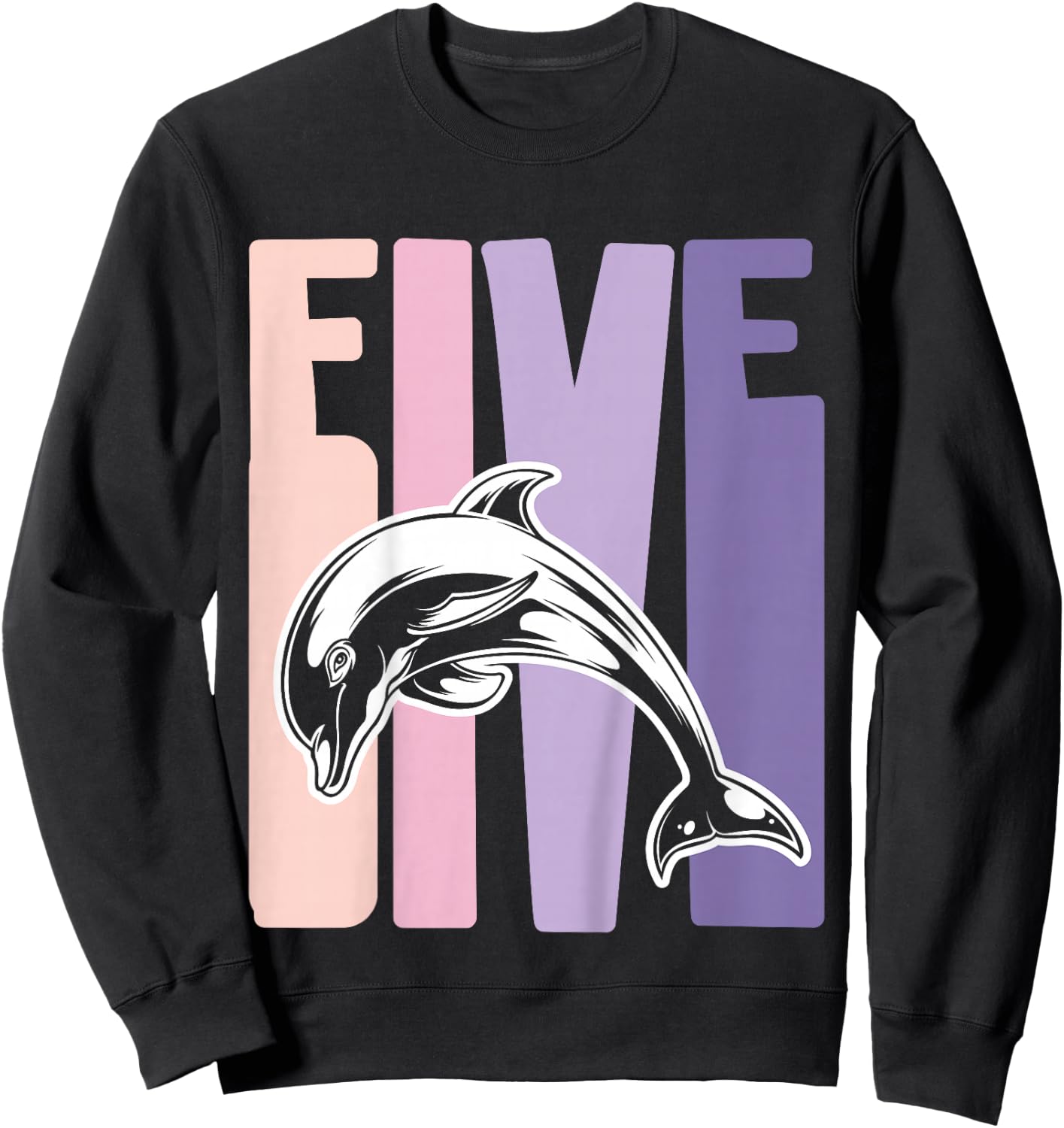 5th Birthday Gift Dolphin Fan 5 Years old Girl Sweatshirt - Sweatshirt | Black