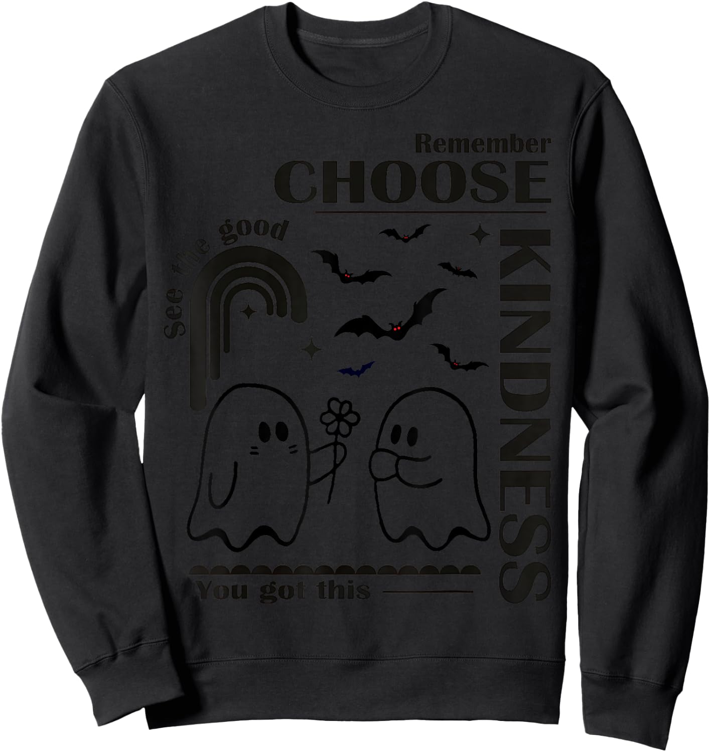 Unity Day Orange Halloween Boo Ghost Choose Kindness Kids Sweatshirt - Sweatshirt | Black