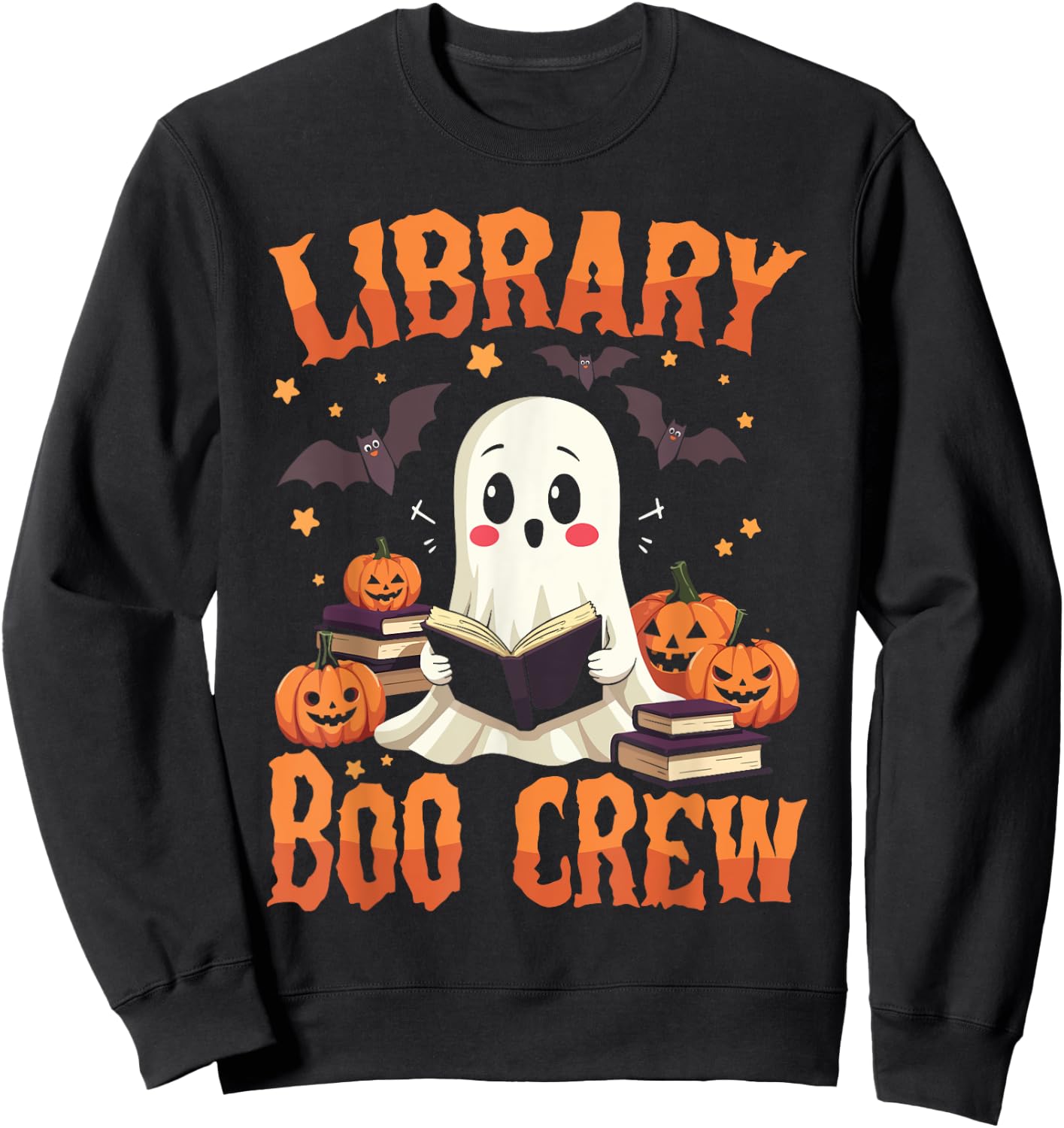 Library Halloween Shirt - Library Boo Crew Sweatshirt - Sweatshirt | Black