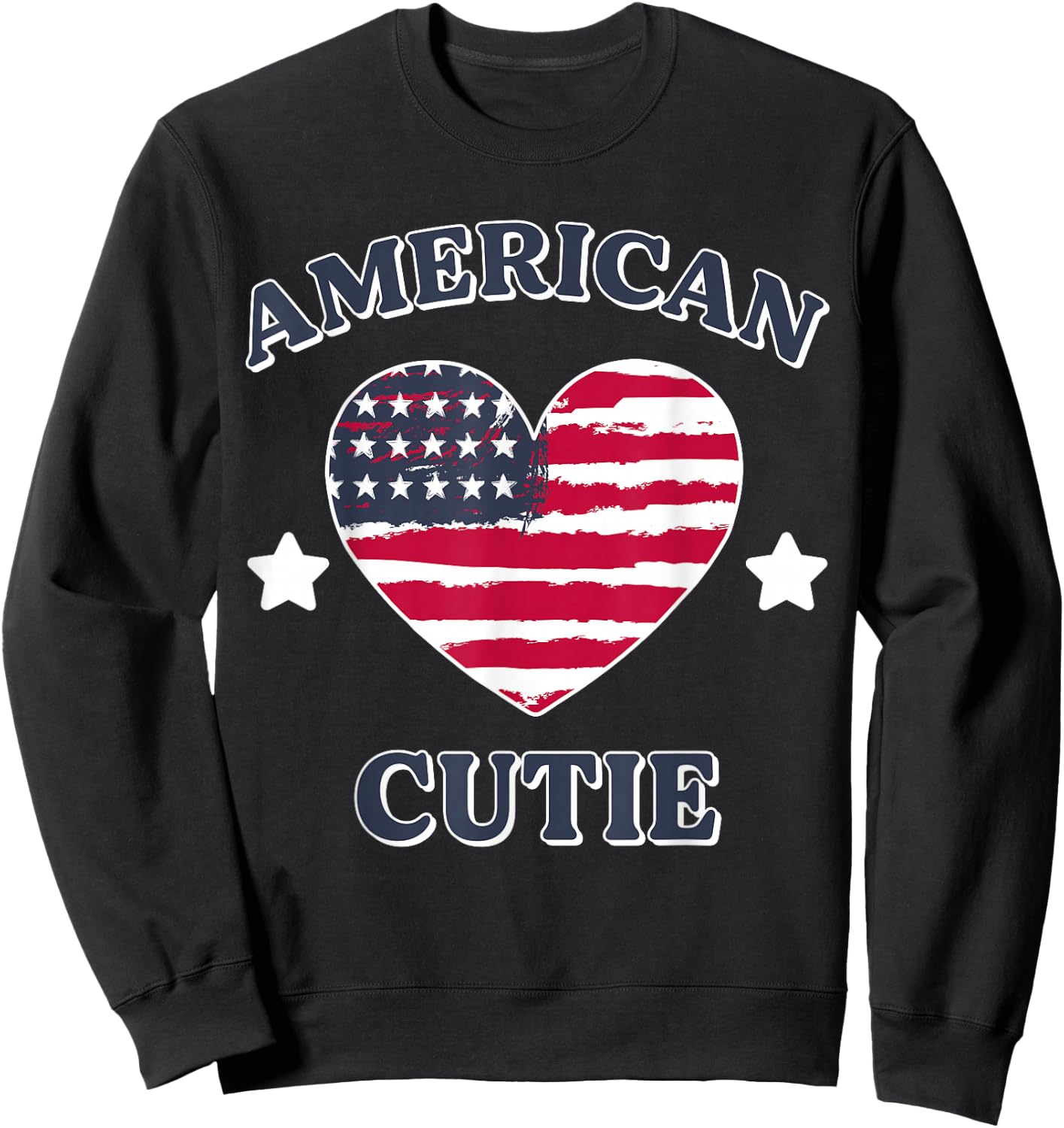Girl American Cutie USA Flag Heart 4th July Patriot Toddler Sweatshirt - Sweatshirt | Black