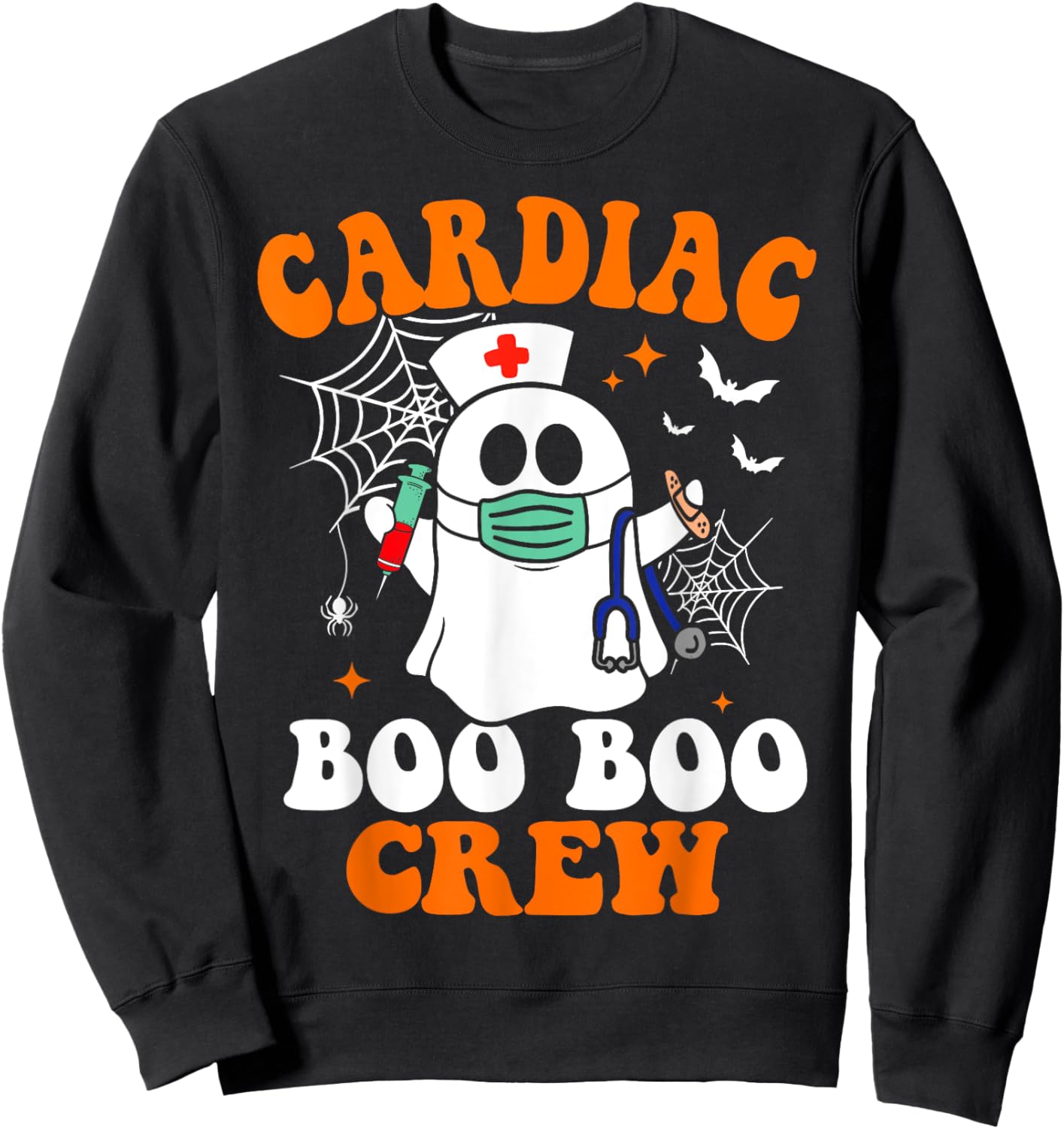 Cardiac Boo Crew Cardiology Nurse Halloween Sweatshirt - Sweatshirt | Black
