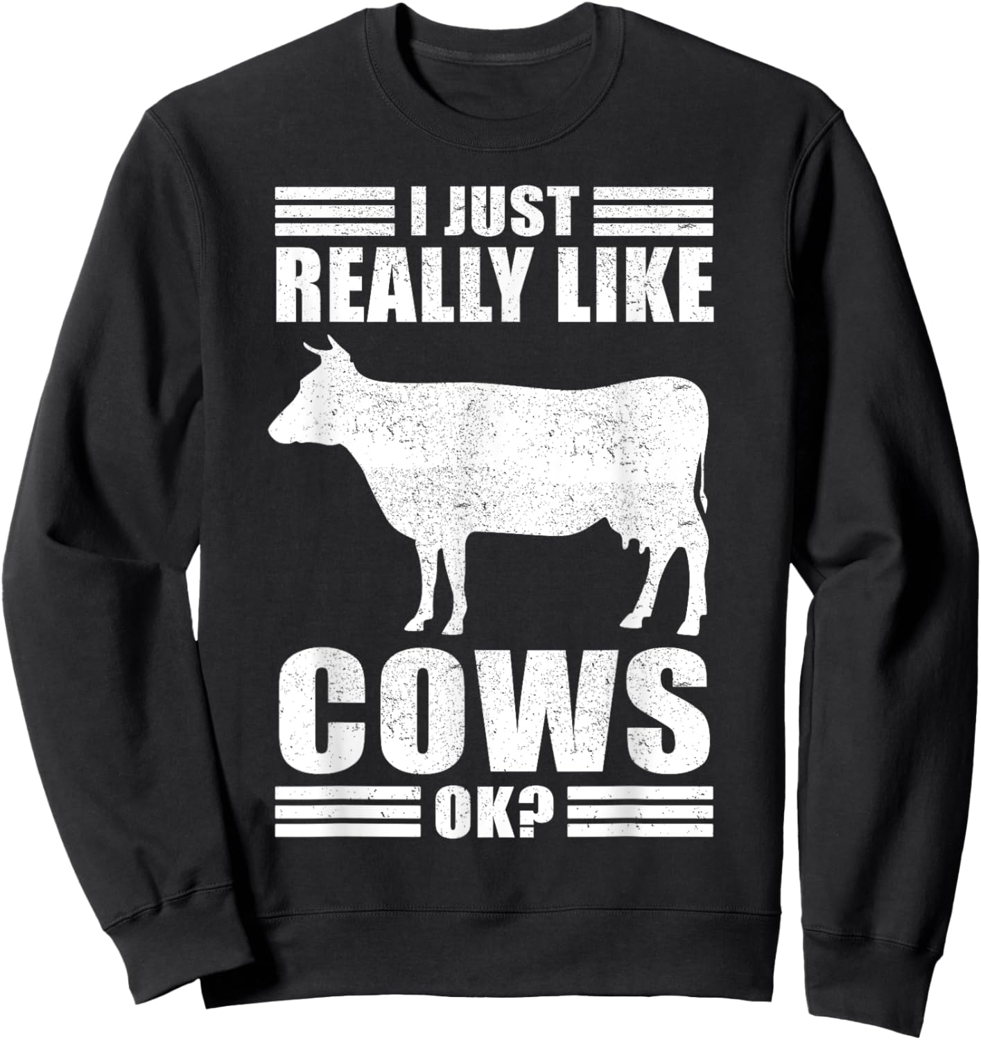 Funny Cow Design Women Boys Girls Farmer Cow Lover Sweatshirt - Sweatshirt | Black