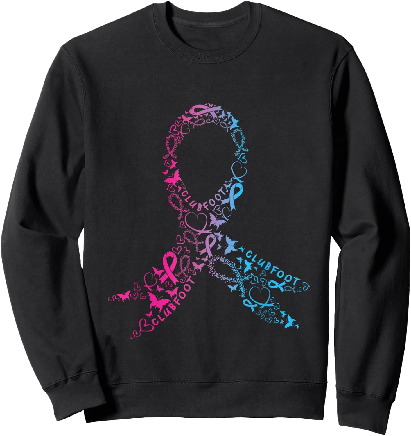 Clumpfoot Band Support Pink Blue Fighter Awareness Sweatshirt - Sweatshirt | Black