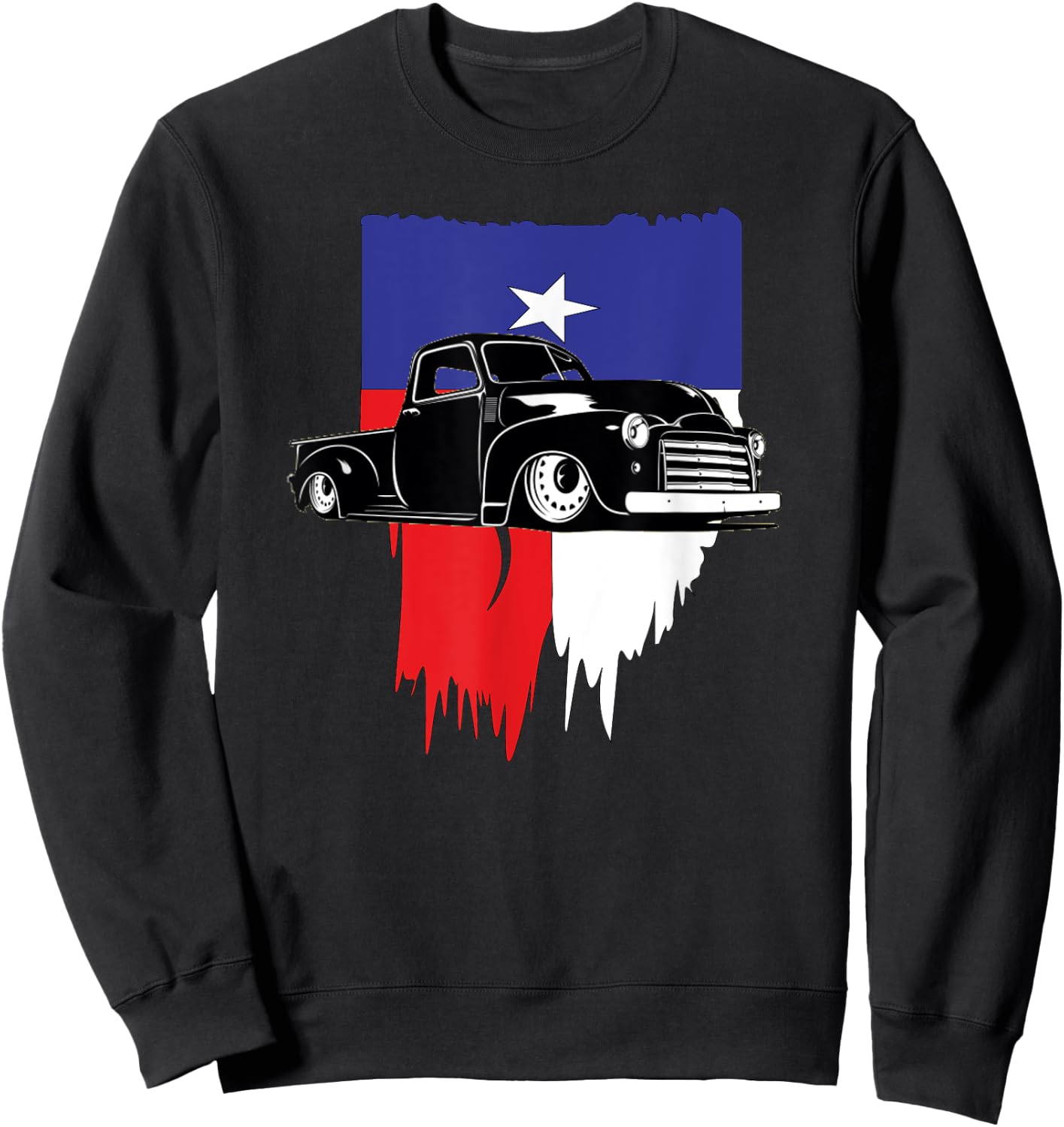 Vintage Hot Rod Truck American Flag. Texas Lowrider Sweatshirt - Sweatshirt | Black