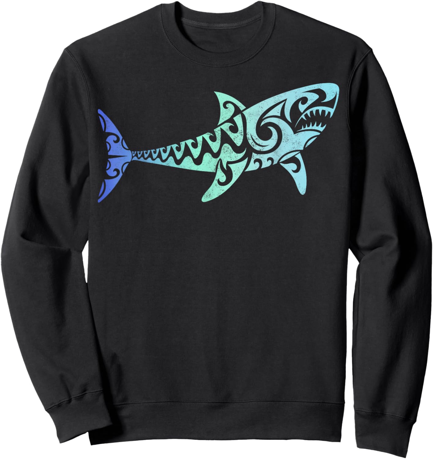 Hawaii Polynesian Tribal Shark Aloha State Surfing Sweatshirt - Sweatshirt | Black