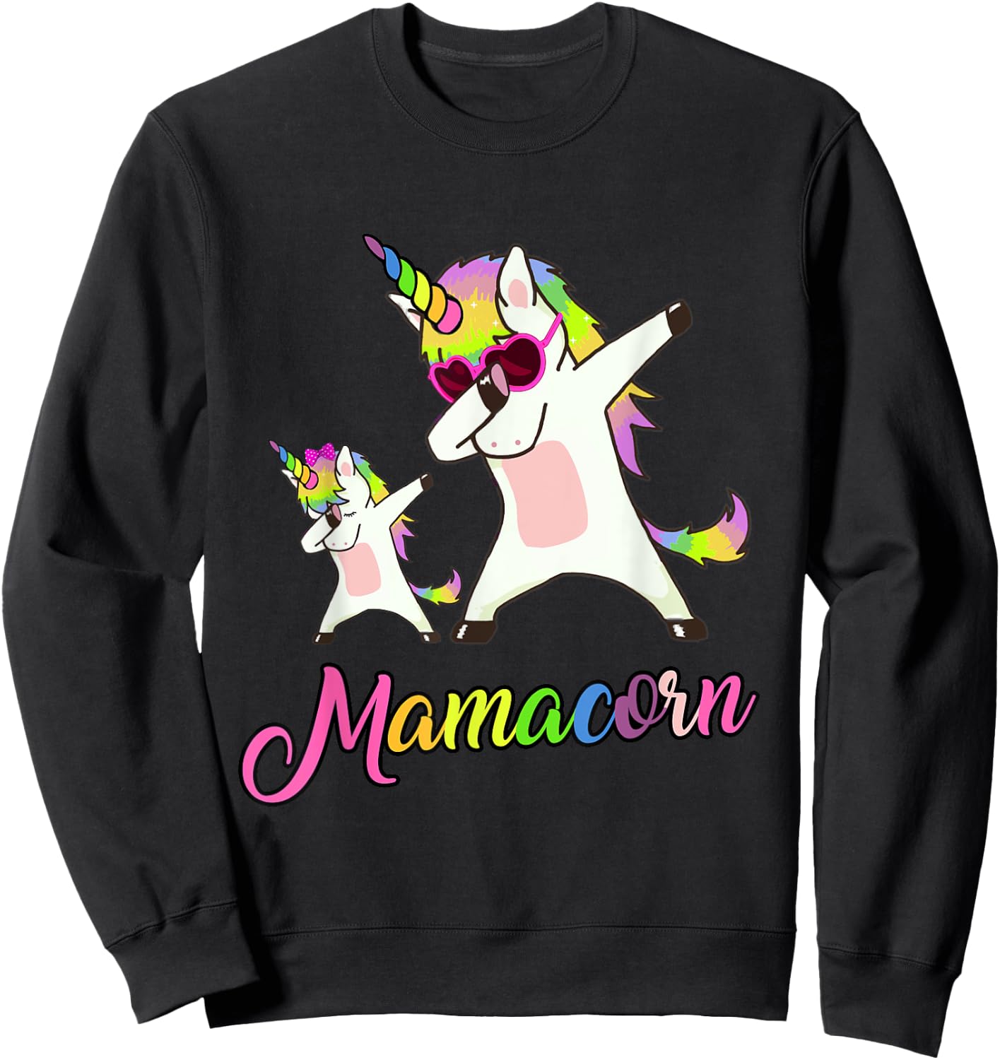Mamacorn Funny Unicorn Mommy Unicorn Girl and Mother Sweatshirt - Sweatshirt | Black