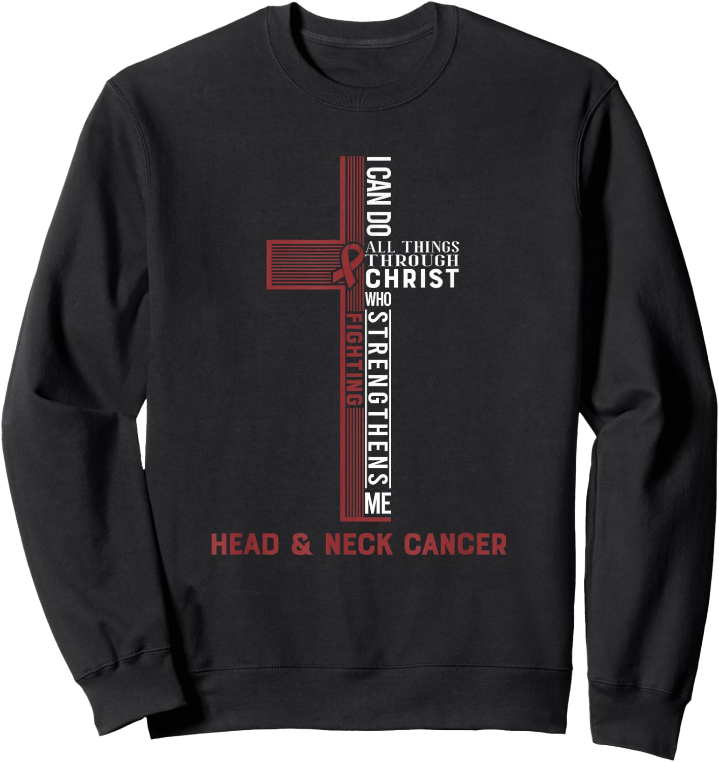 Head Neck Cancer Fight Bow Sweatshirt - Sweatshirt | Black