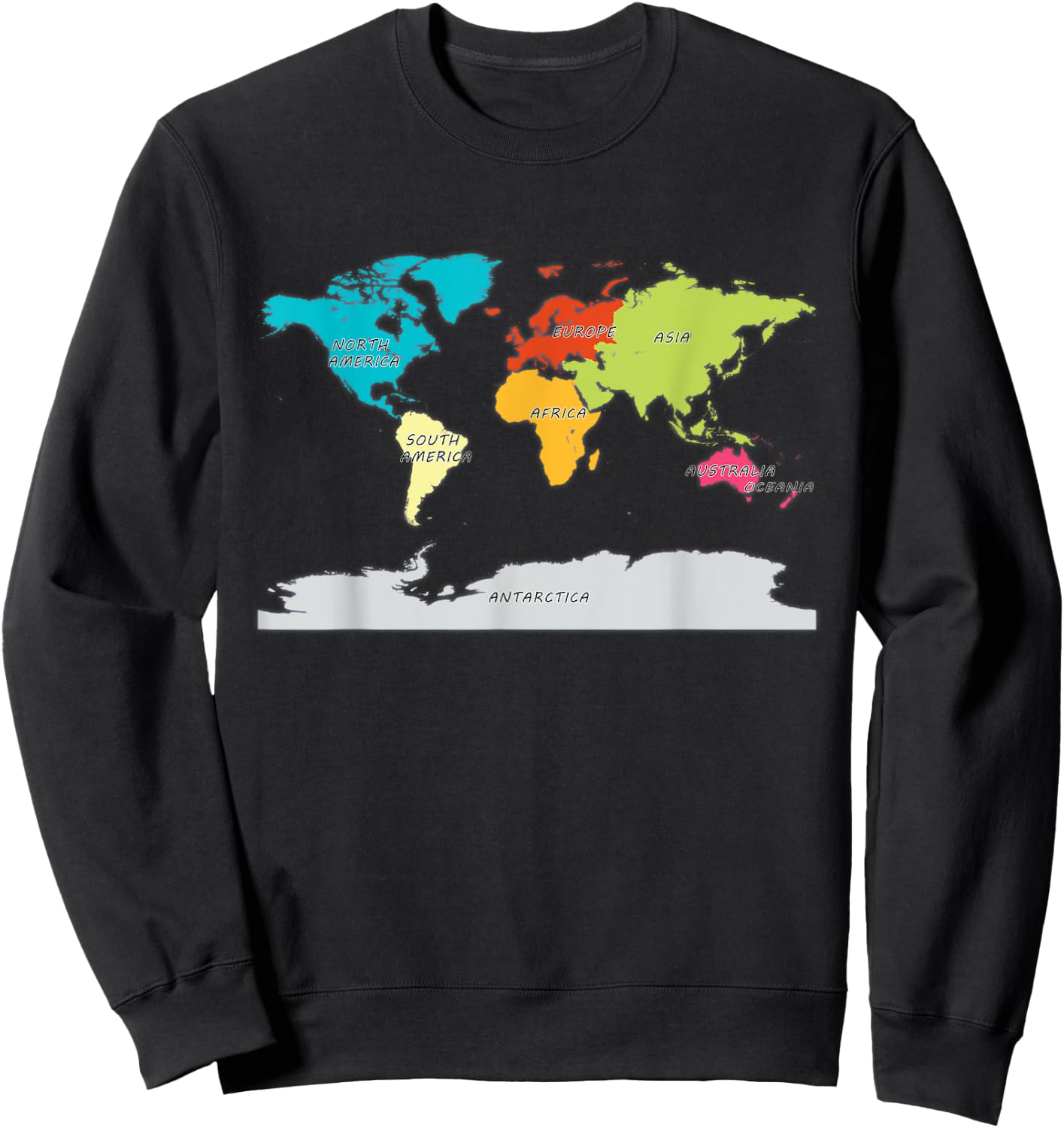map of the world shirt names of all continents World Map Sweatshirt - Sweatshirt | Black