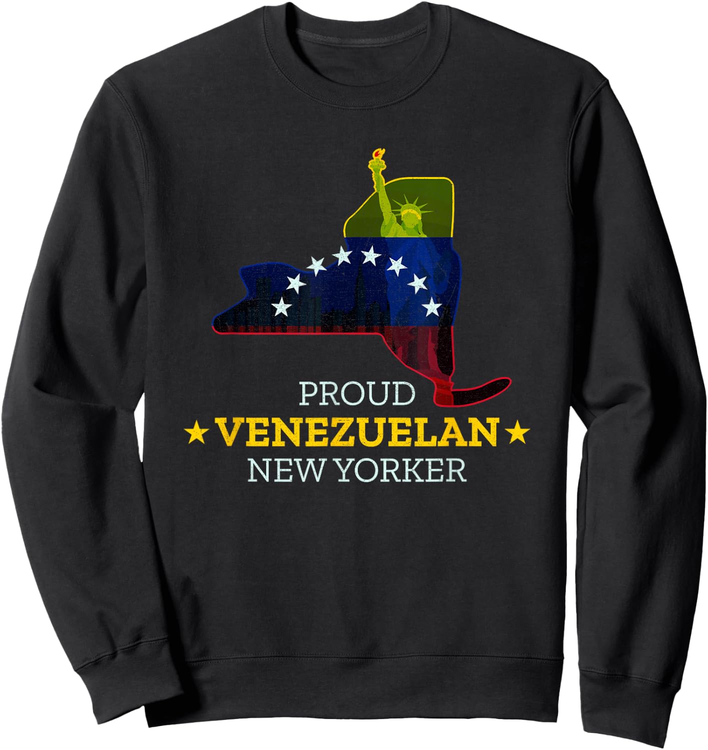 Proud Venezuelan New Yorker - New York Map Venezuela Flag Sweatshirt - Sweatshirt | Black