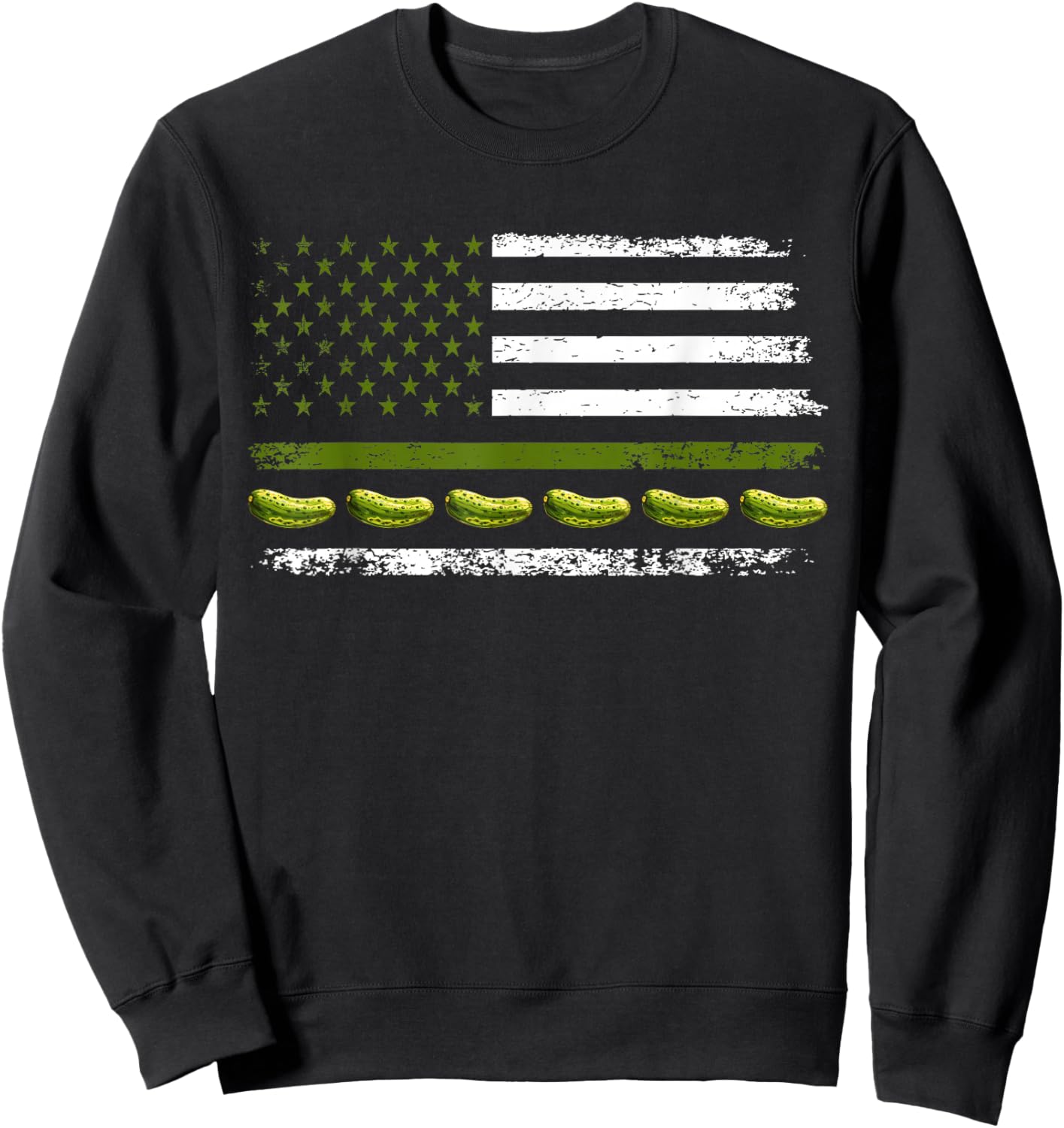 Funny Pickle Cucumber US American Flag For Pickle Lovers Sweatshirt - Sweatshirt | Black