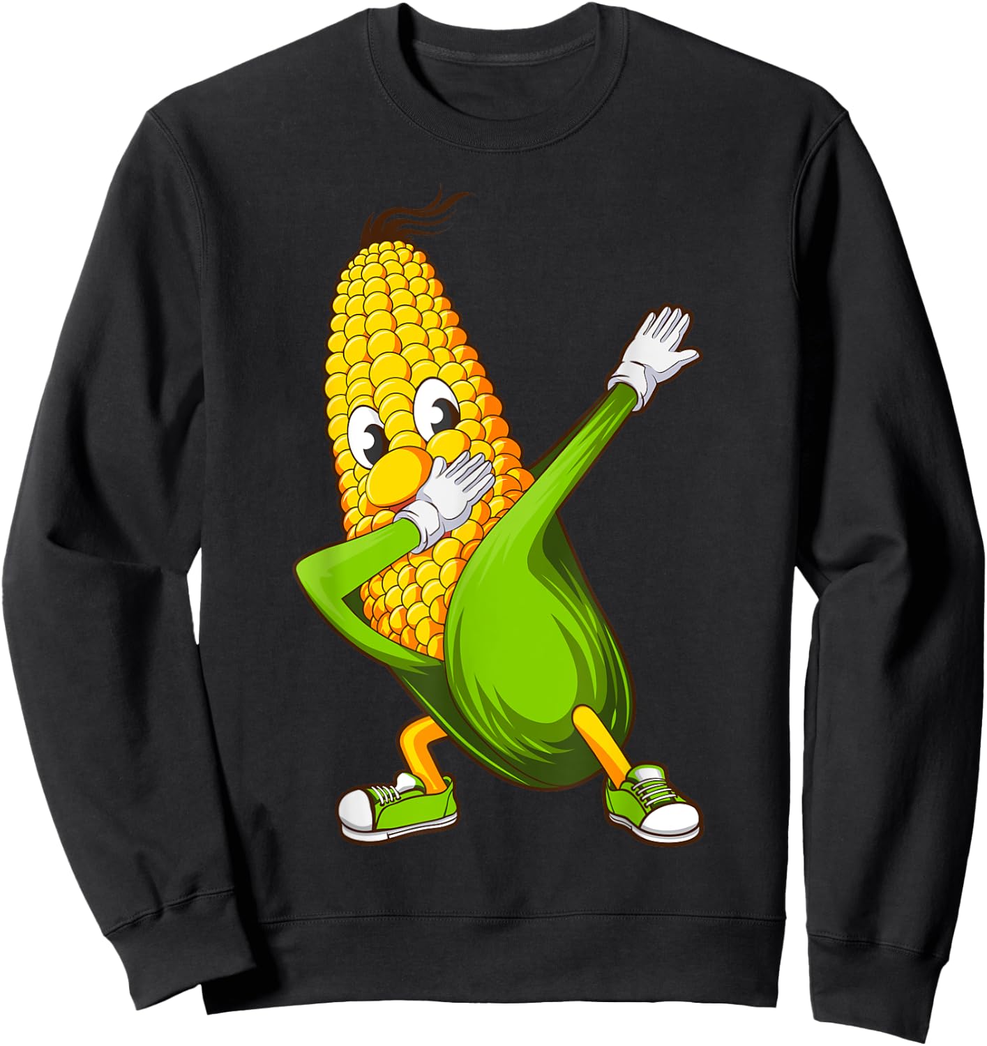 Funny Dabbing Corn Gift | Cute Dancing Farmers Men Women Sweatshirt - Sweatshirt | Black