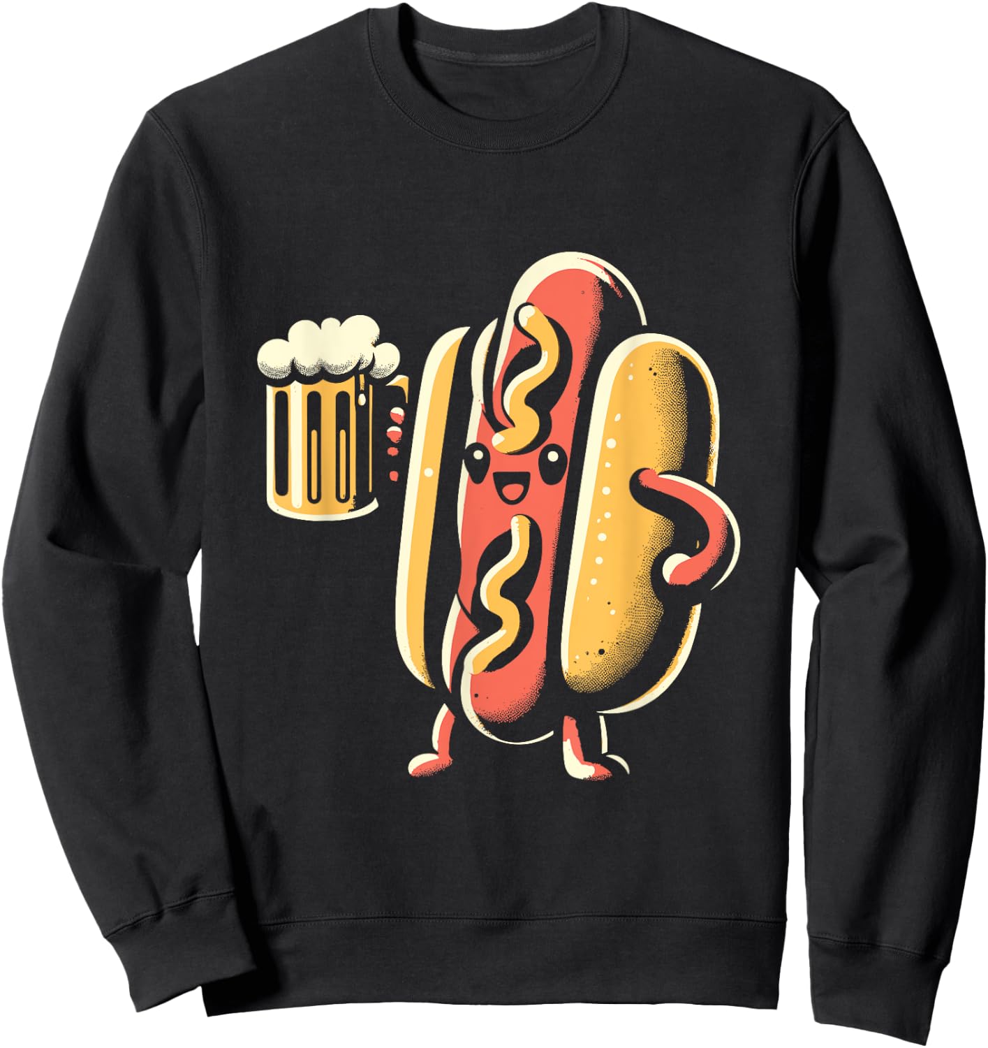 Hot Dog And Beer - Vintage Hotdog Just Here for the Wieners Men Women Sweatshirt - Sweatshirt | Black