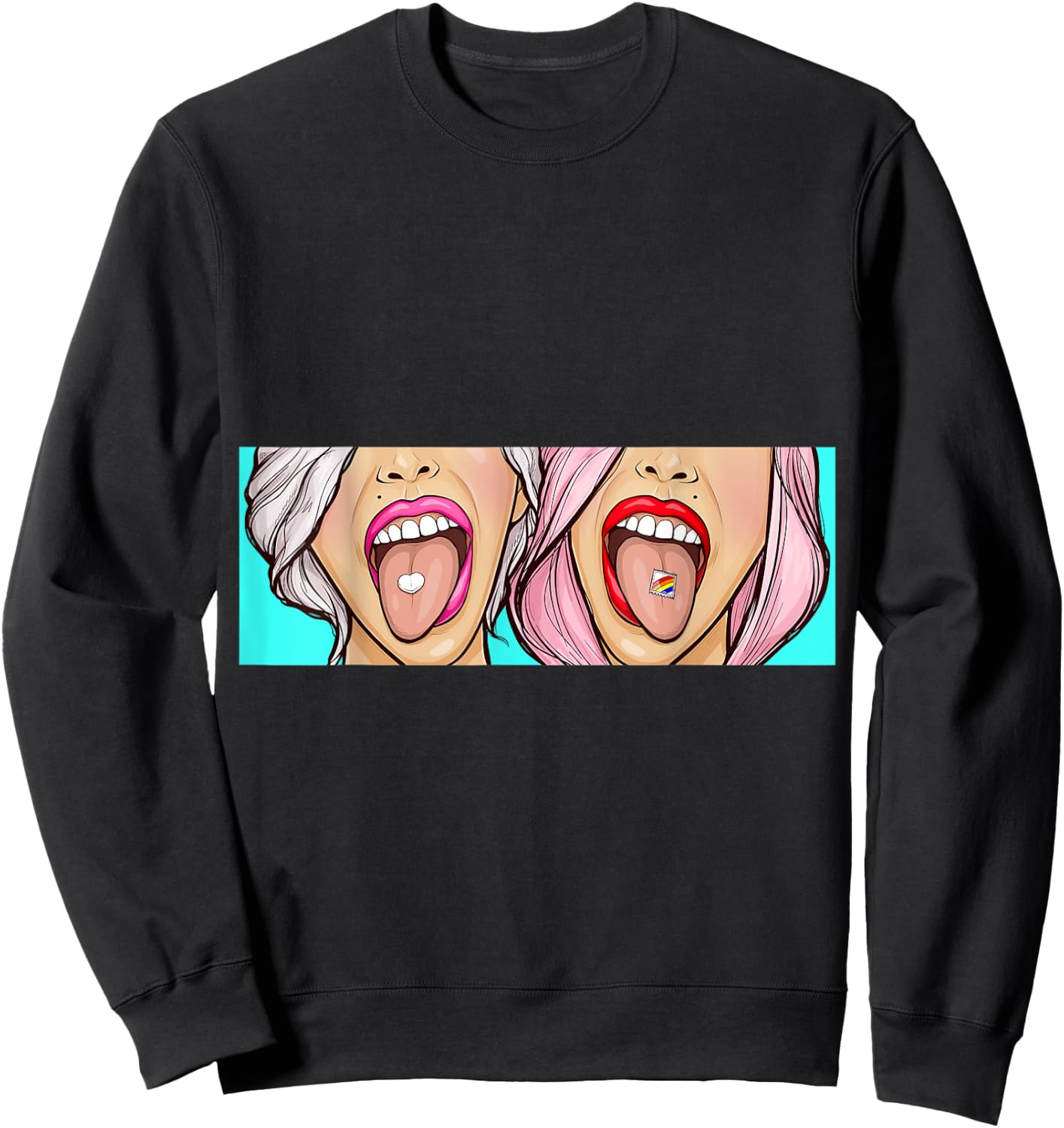 Trippy Girls Techno LSD Trip Rave MDMA Trance Festival DJ Sweatshirt - Sweatshirt | Black