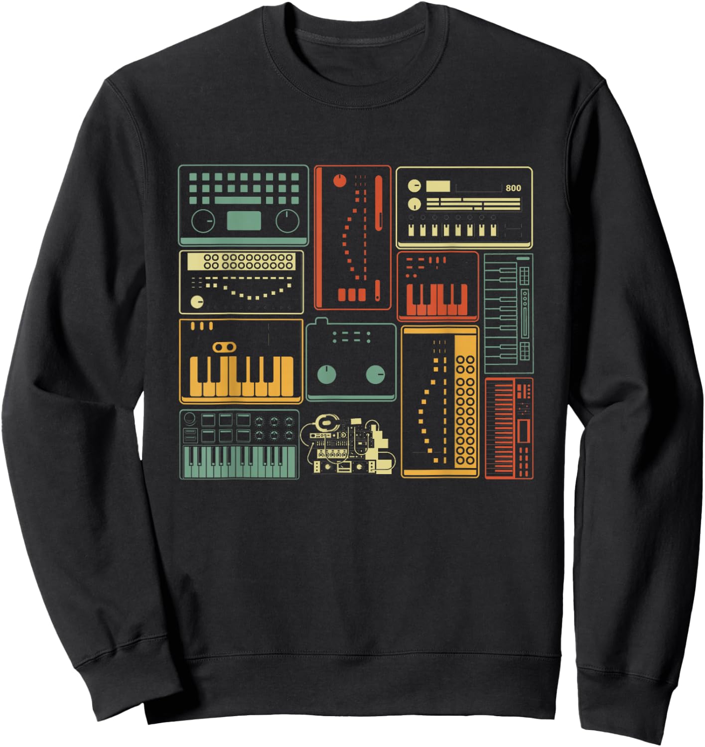 Analog Modular Synthesizer Music Producer Keyboard Sweatshirt - Sweatshirt | Black