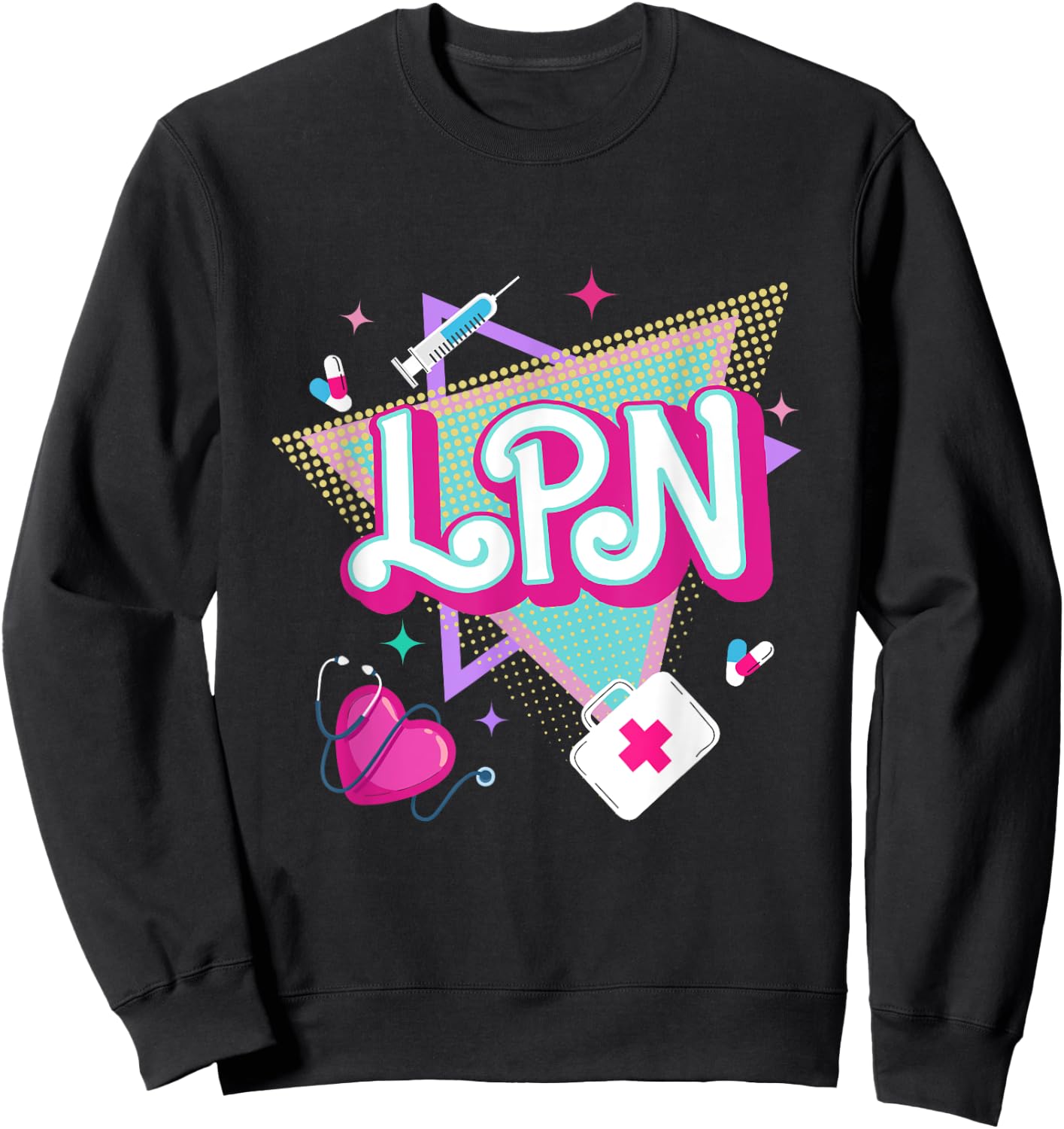Retro vintage LPN Licensed Practical Nurse men women Sweatshirt - Sweatshirt | Black
