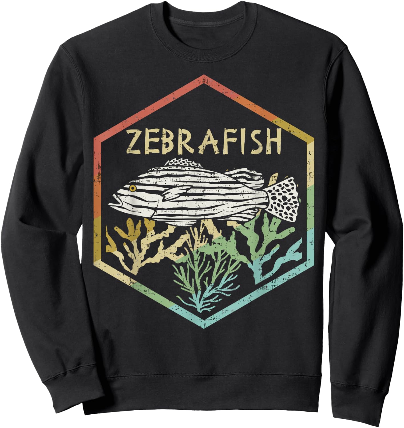Cool Retro Zebra Fish Silhouette Gift Design Idea design Sweatshirt - Sweatshirt | Black