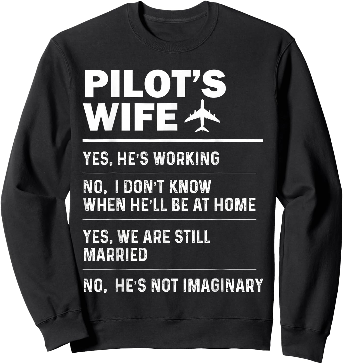 Pilot's Wife Funny Aviation Airline Pilot Husband Aviator Sweatshirt - Sweatshirt | Black