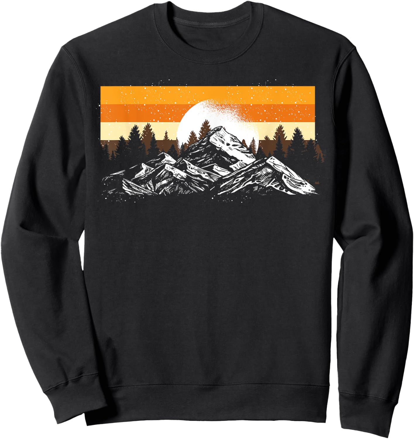 Retro Mountains Full Moon Outdoor Nature Wildlife Forest Sweatshirt - Sweatshirt | Black