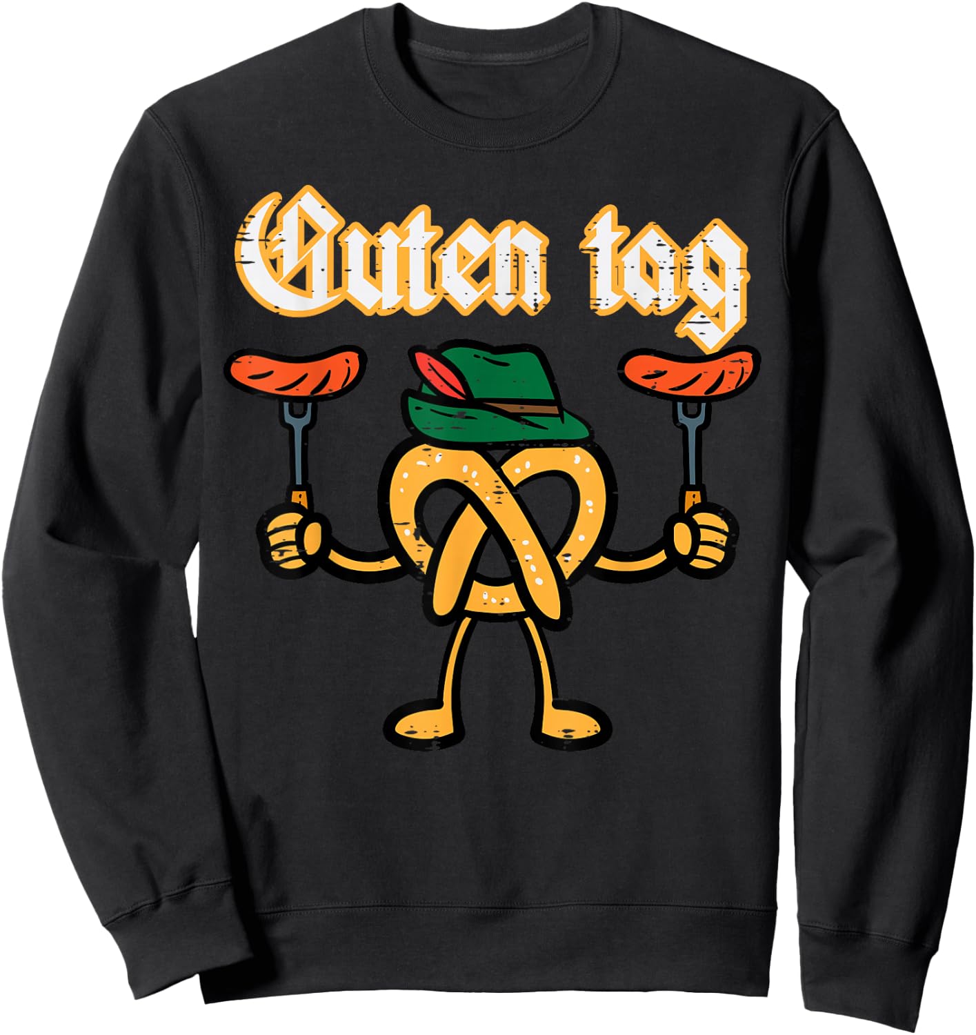 Oktoberfest Guten Tag Pretzel German Costume Kids Men Women Sweatshirt - Sweatshirt | Black