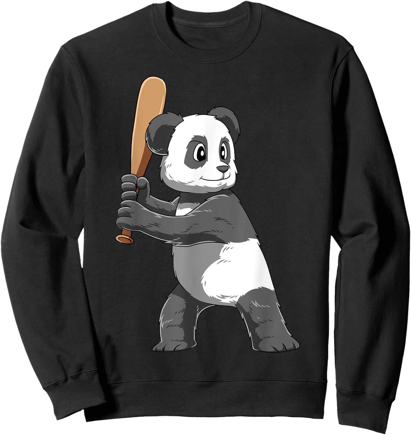 Panda Baseball Panda Playing Baseball Panda Sweatshirt - Sweatshirt | Black