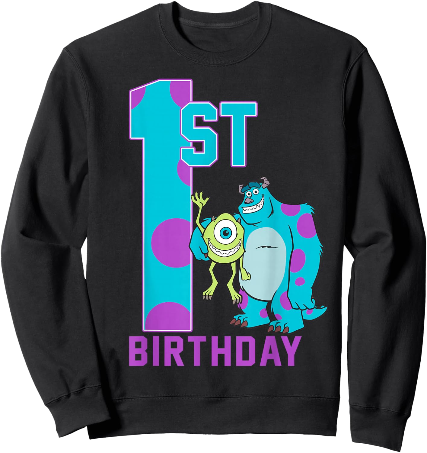 Disney Pixar Monsters Inc. Mike & Sully Happy 1st Birthday Sweatshirt - Sweatshirt | Black