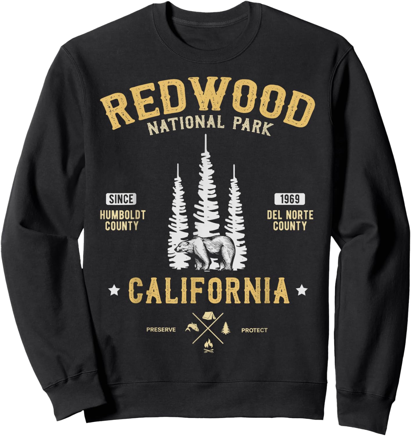 Redwood National Park Shirt, Redwood Forest US Nationalpark Sweatshirt - Sweatshirt | Black