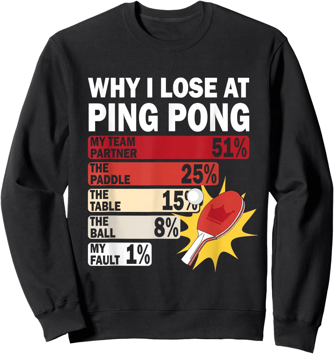 Why I Lose at Ping Pong Table Tennis Funny My Fault Sweatshirt - Sweatshirt | Black