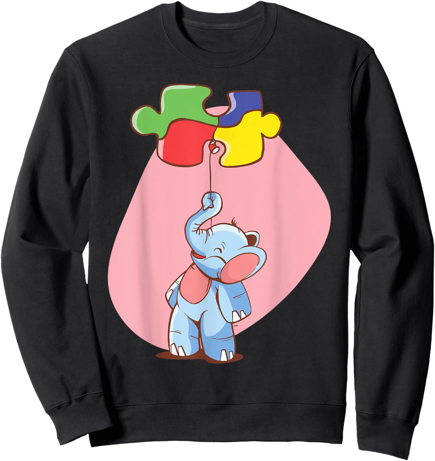 Autism Awareness Shirts with Cute Elephant Kids Men Women Sweatshirt - Sweatshirt | Black