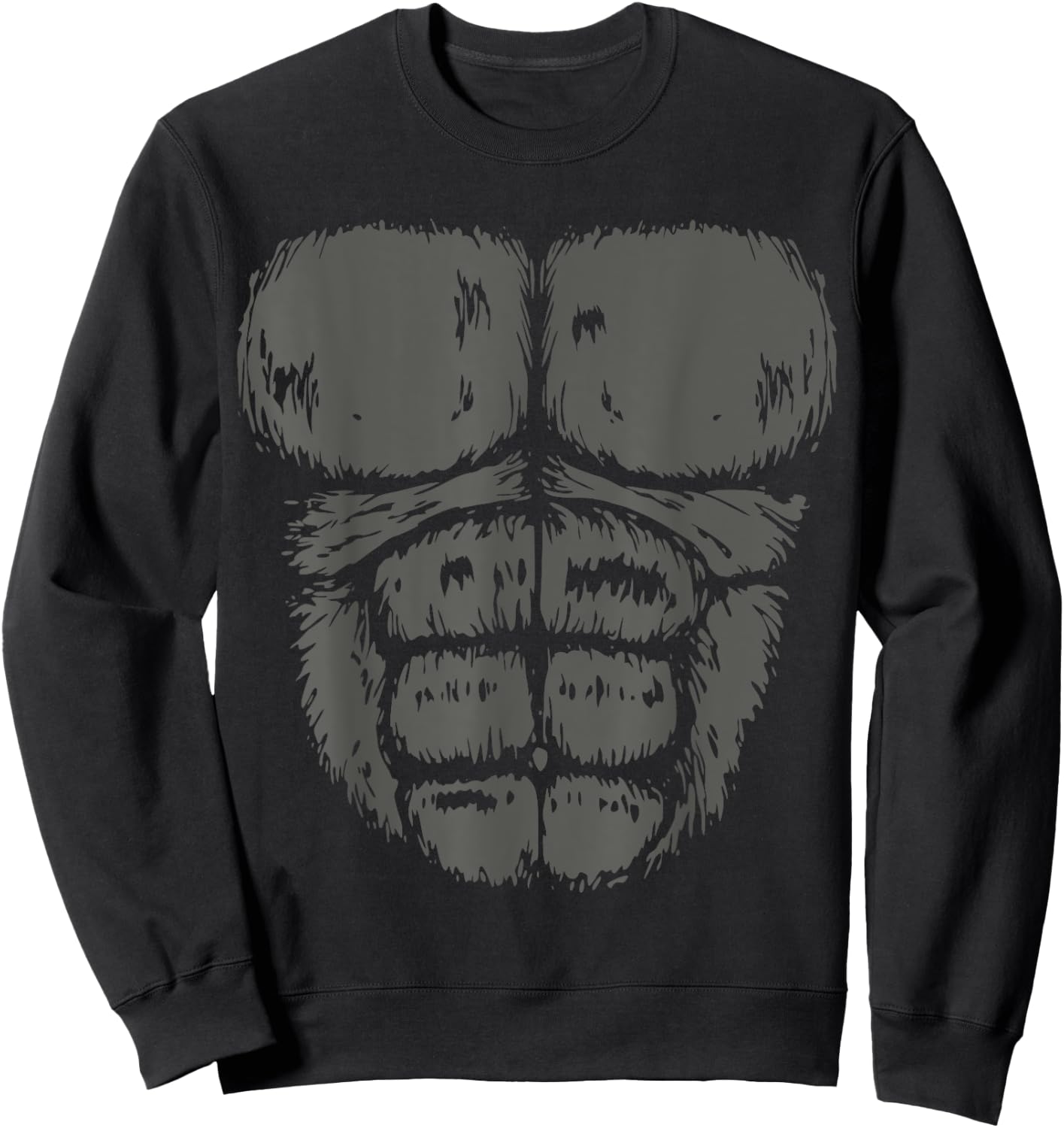 Gorilla Monkey Belly Chest Costume DIY Halloween Sweatshirt - Sweatshirt | Black