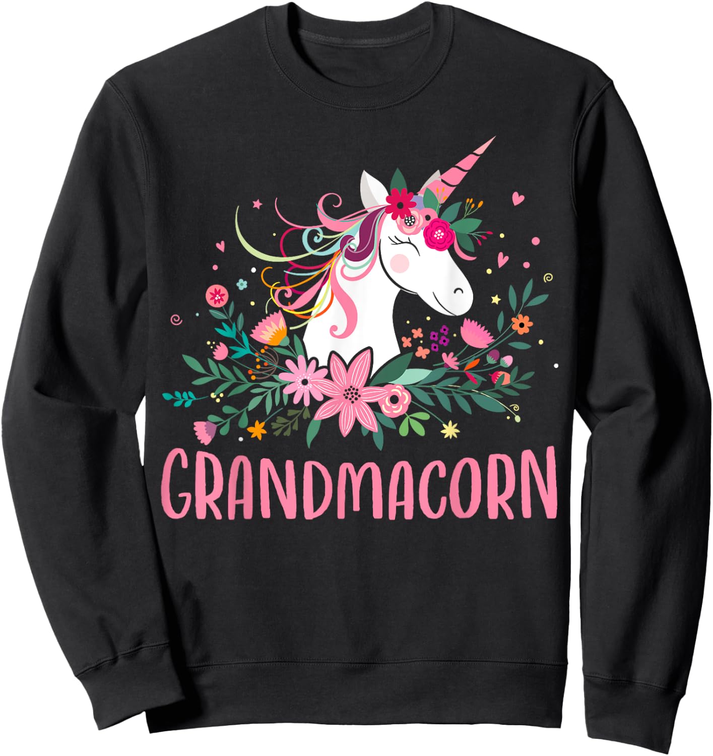 Grandmacorn Unicorn Grandma Sweatshirt - Sweatshirt | Black