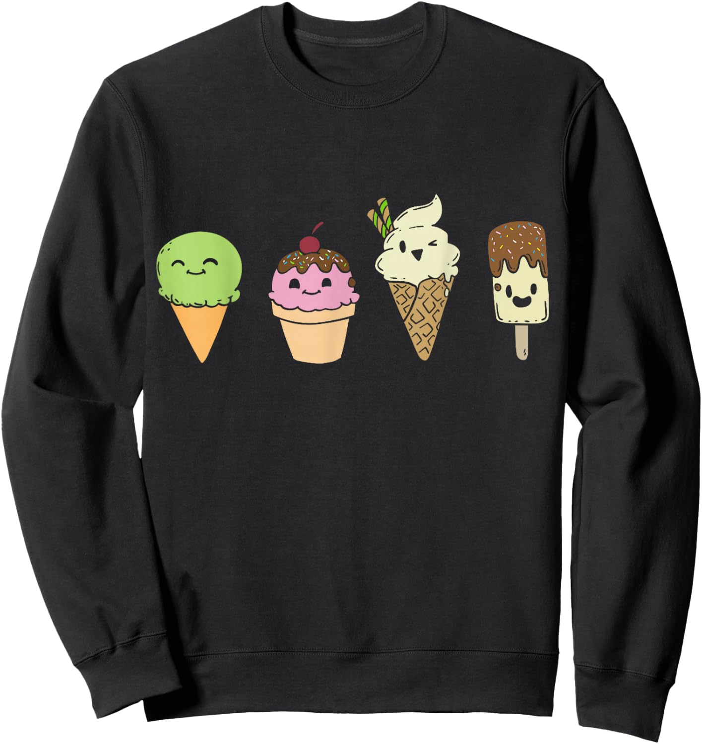 Ice Cream Cones Popsicle Frozen Food Gift Sweatshirt - Sweatshirt | Black
