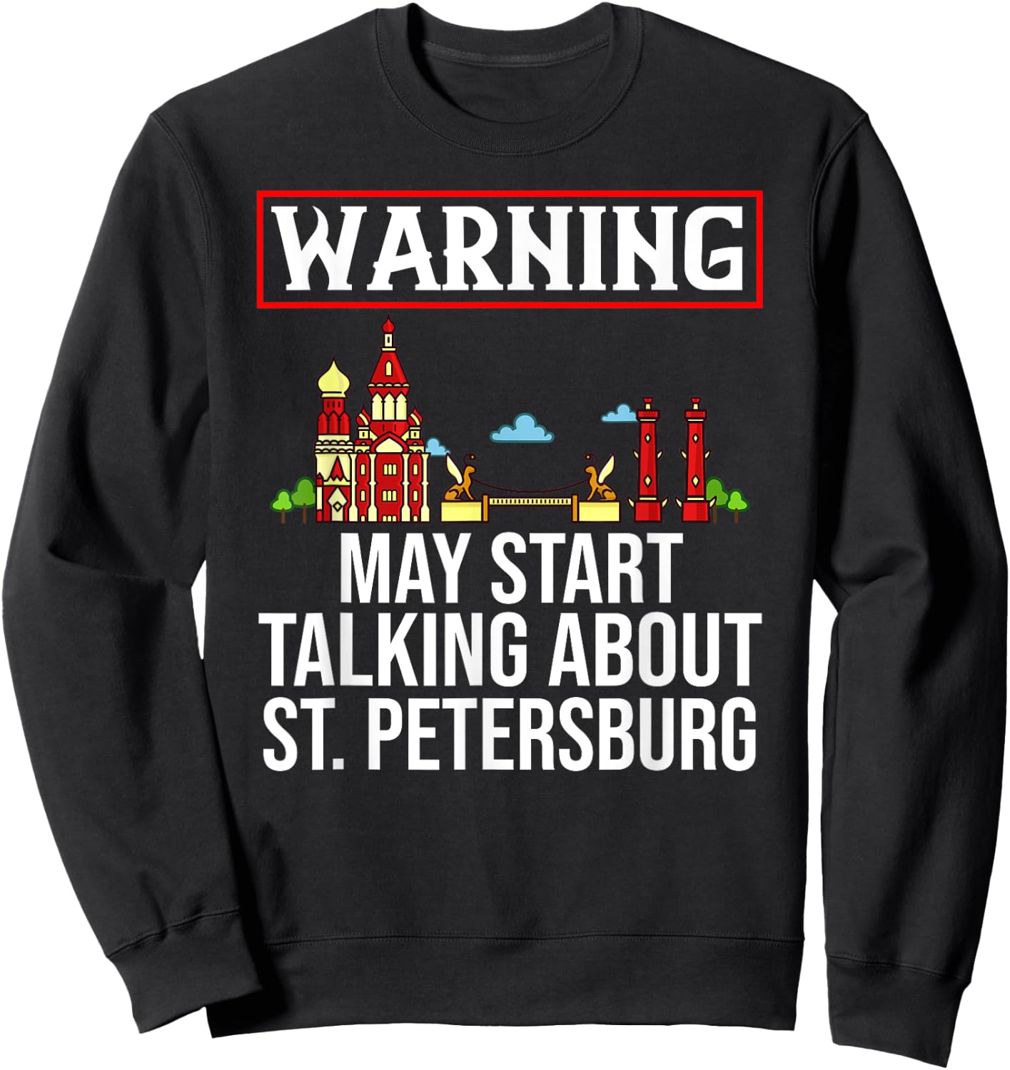 St. Petersburg Russia City Skyline Map Travel Sweatshirt - Sweatshirt | Black