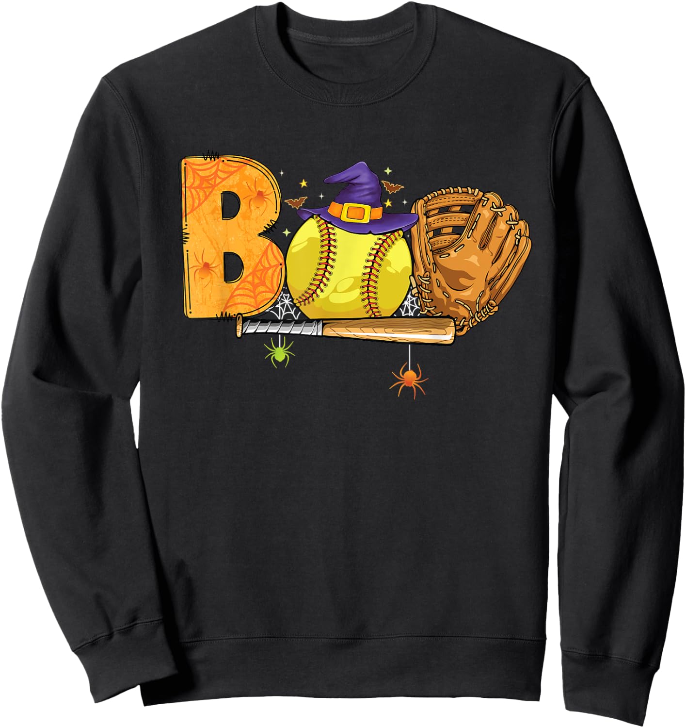 Boo softball Player Catcher Pitcher funny Halloween costume Sweatshirt - Sweatshirt | Black