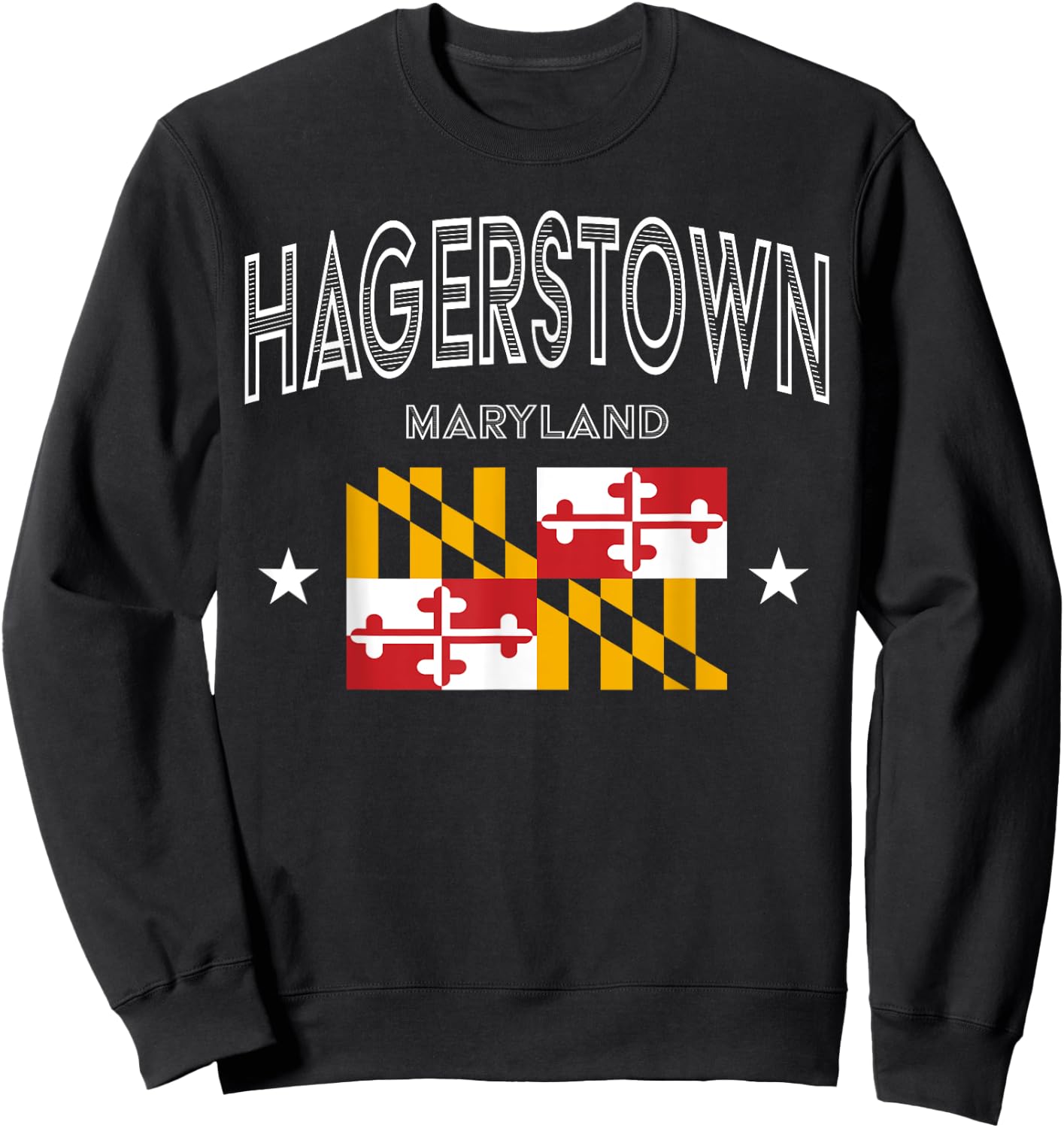 Retro Hagerstown Maryland MD Flag Sport Throwback Sweatshirt - Sweatshirt | Black