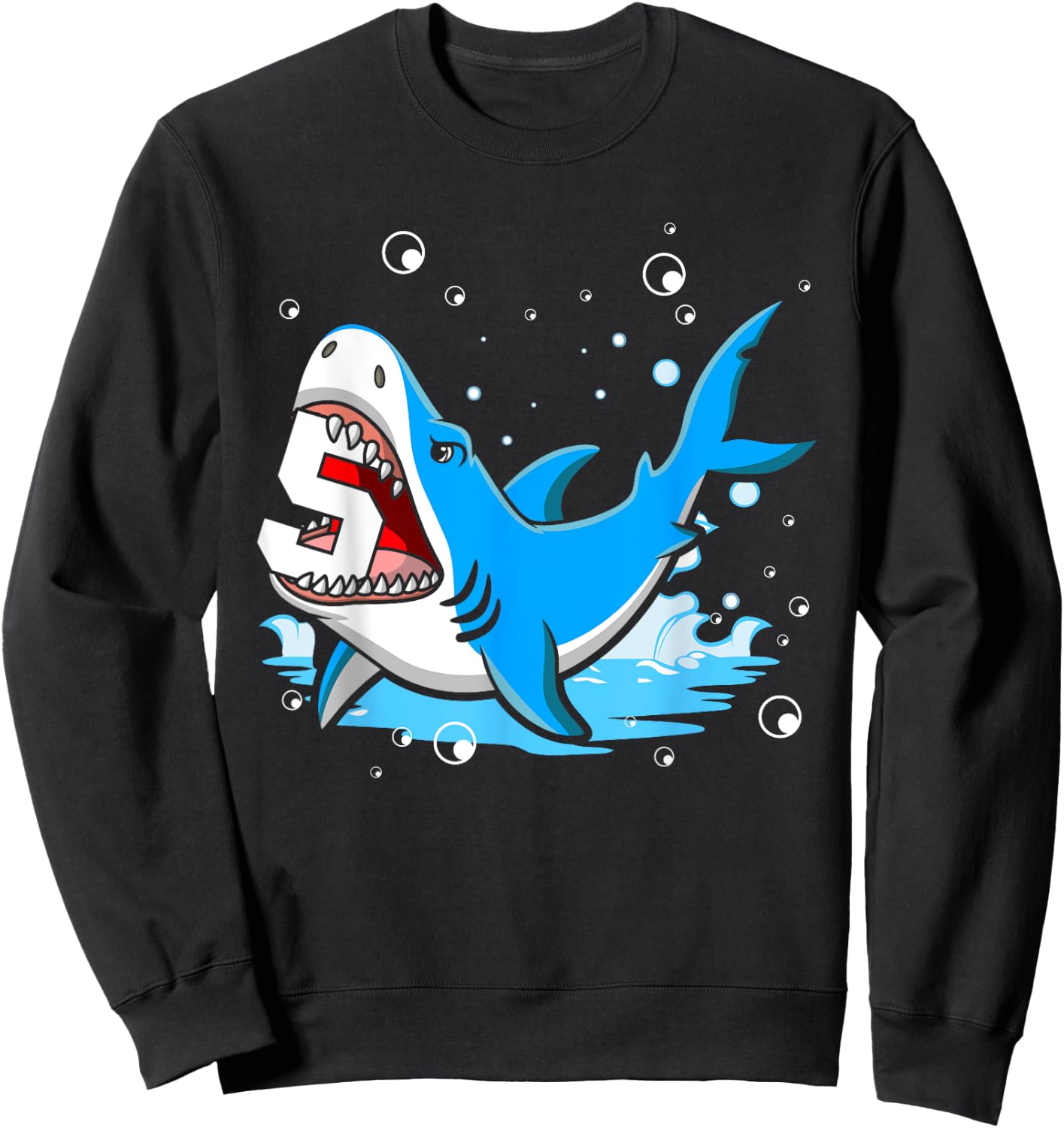 Kids Shark 5th Birthday Boys Funny Shark 5 yrs Old Birthday Sweatshirt - Sweatshirt | Black
