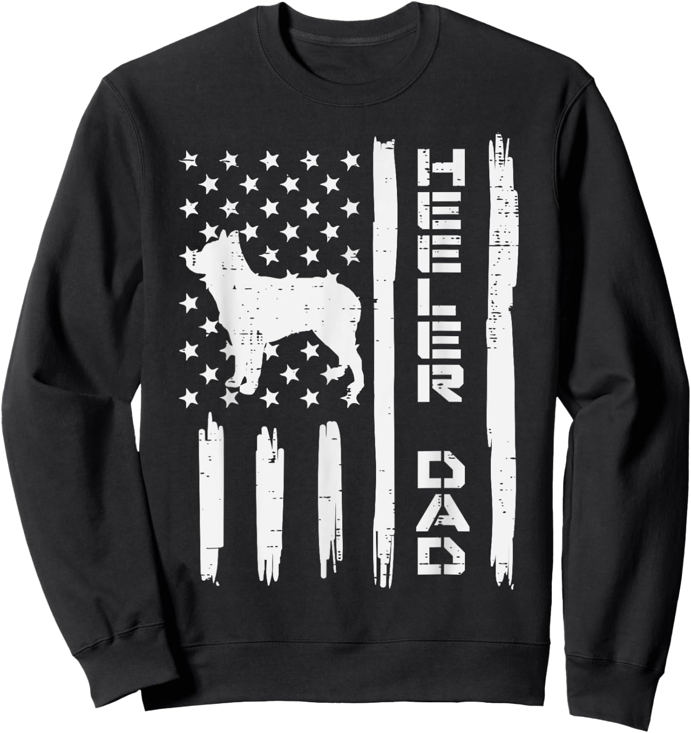 Heeler Dad Flag Vintage Blue Red Cattle Dog Patriot Men Gift Sweatshirt - Sweatshirt | Black