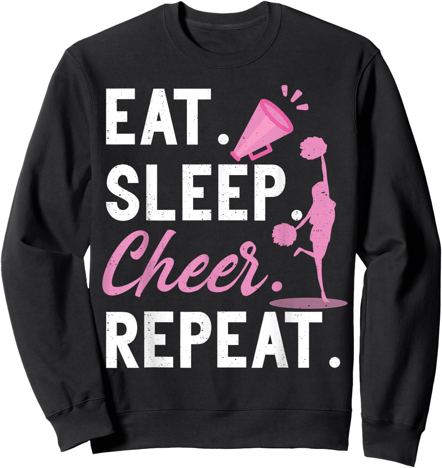 Cheerleading Dance Cheerleader Girls Eat Sleep Cheer Repeat Sweatshirt - Sweatshirt | Black