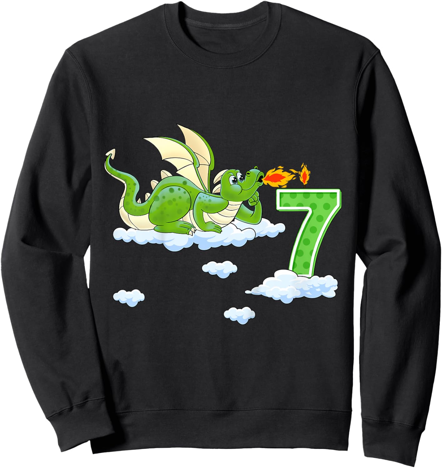 Kids Dragon 7 Year Old Birthday Outfit Boy Knight 7th Birthday Sweatshirt - Sweatshirt | Black