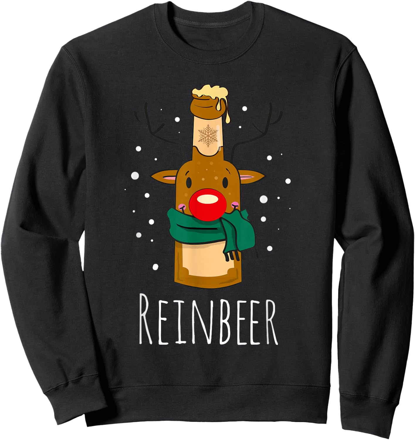 REINBEER Funny Reindeer Beer Christmas Celebrations Drink Sweatshirt - Sweatshirt | Black