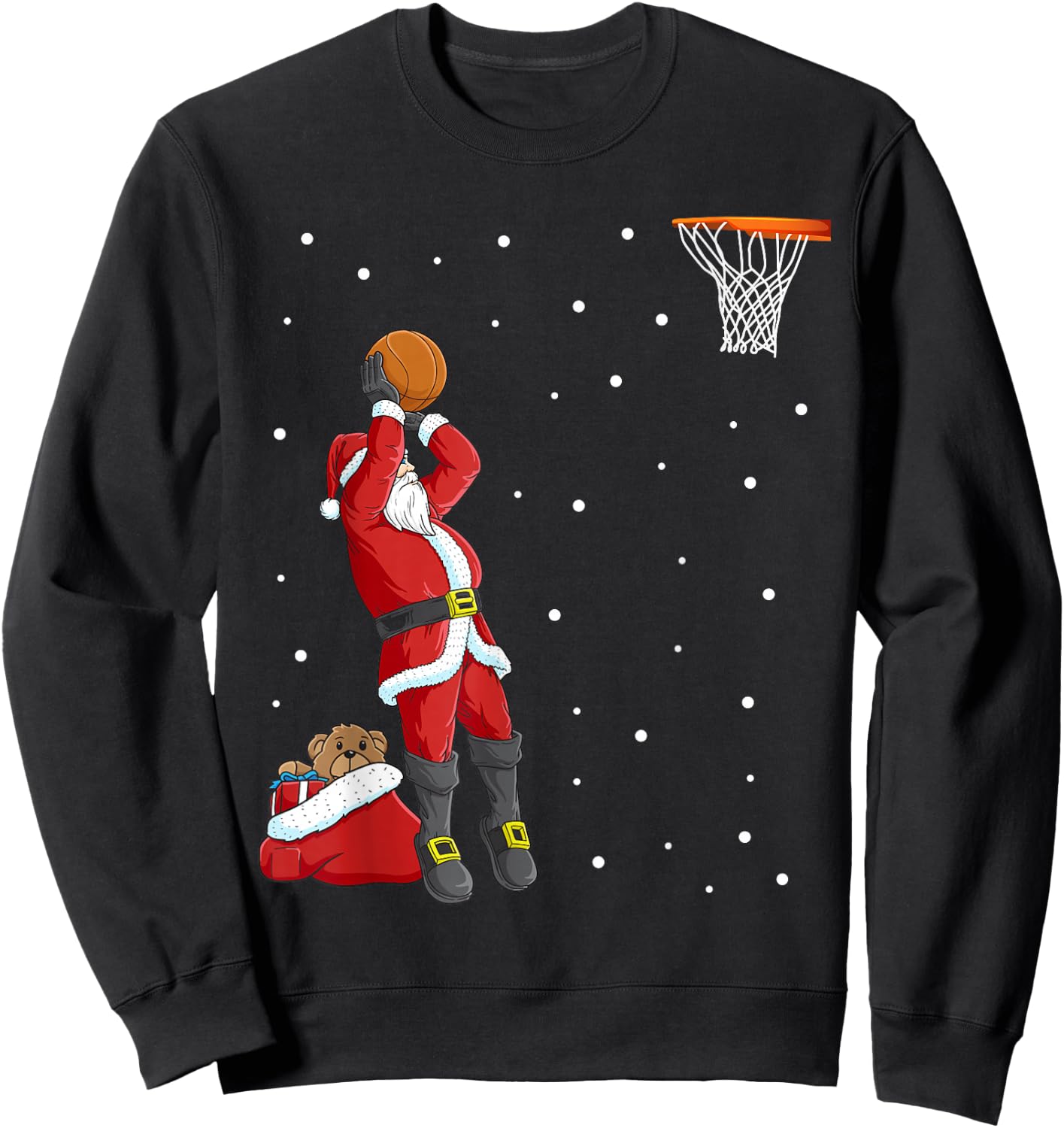 Funny Santa Claus Basketball Christmas Jumper Sweatshirt - Sweatshirt | Black