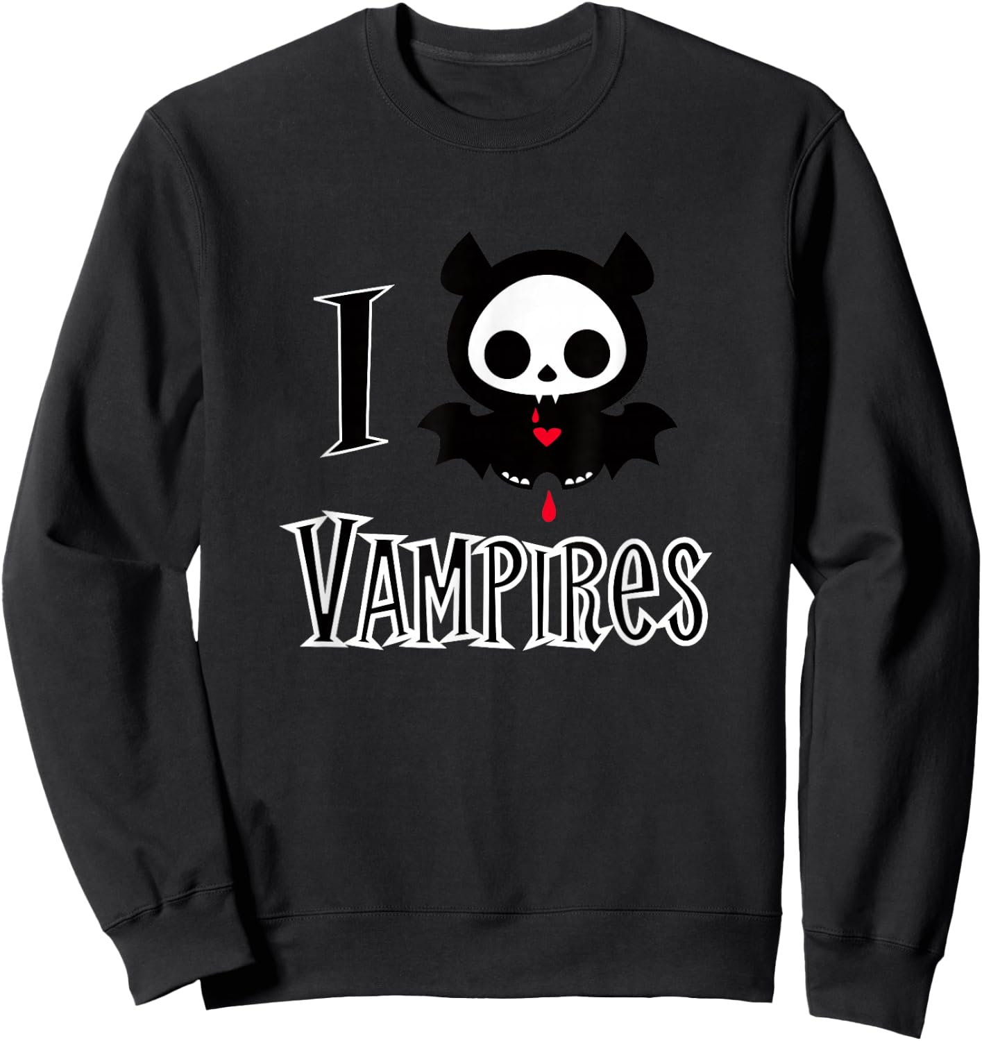 Skelanimals Diego Bat I Love Vampires Cute Retro Logo Sweatshirt - Sweatshirt | Black
