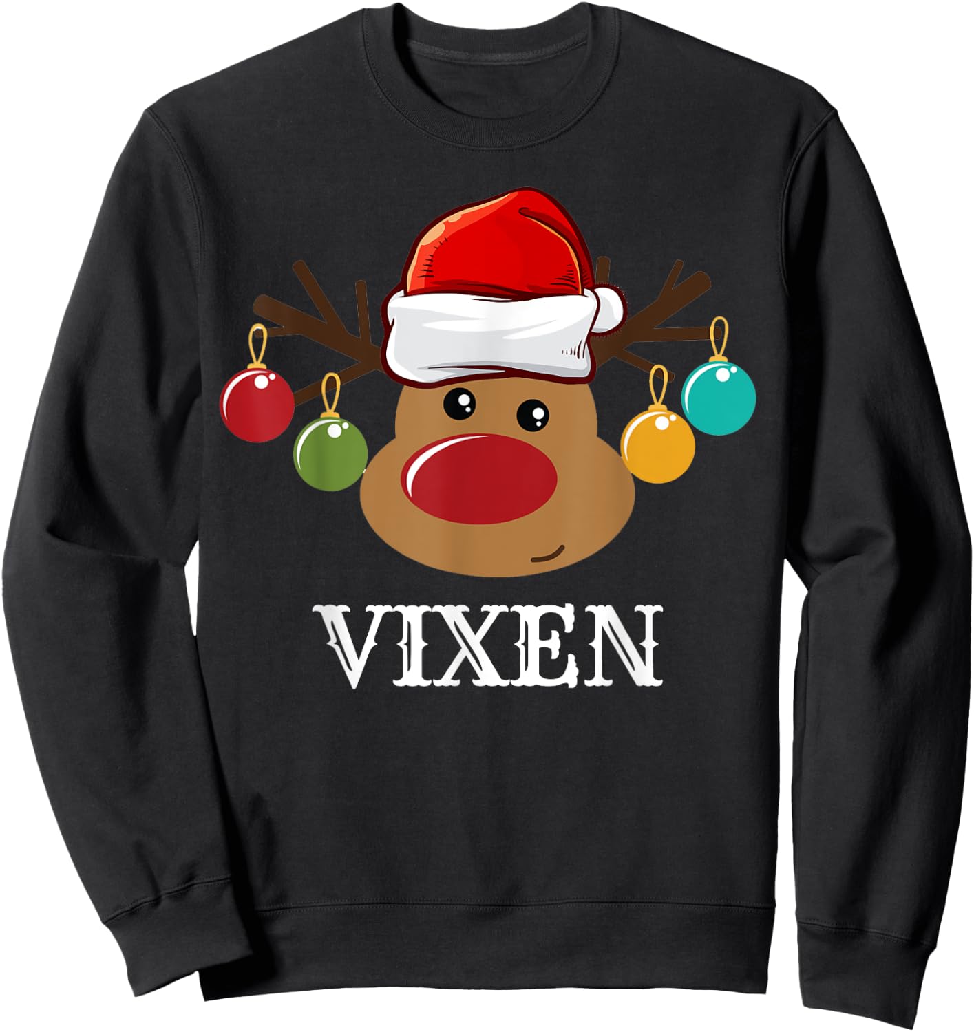 Santa Reindeer Vixen Xmas Group Costume Sweatshirt - Sweatshirt | Black