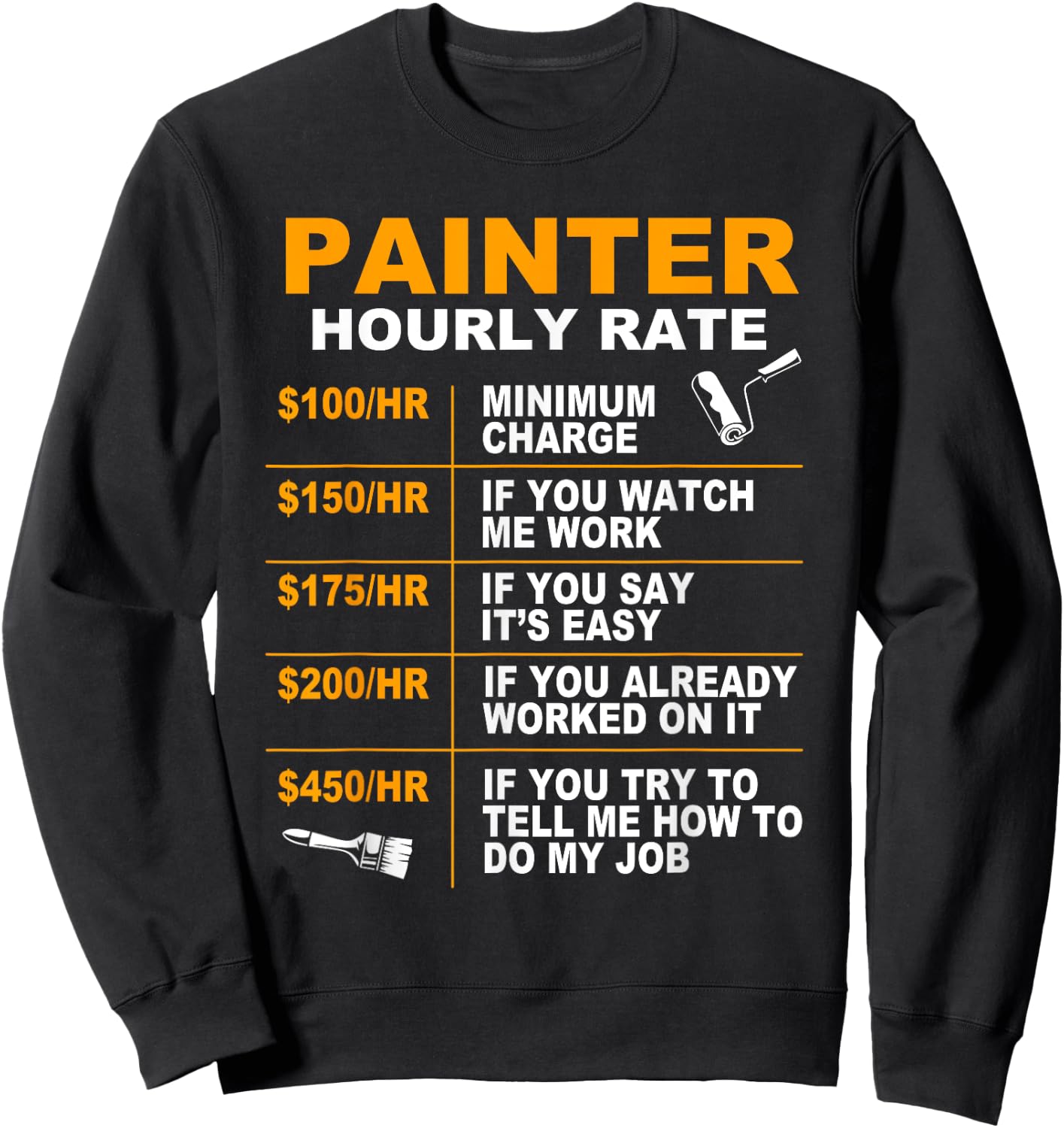 Painter Hourly Rate Artist Funny Painter Sweatshirt - Sweatshirt | Black